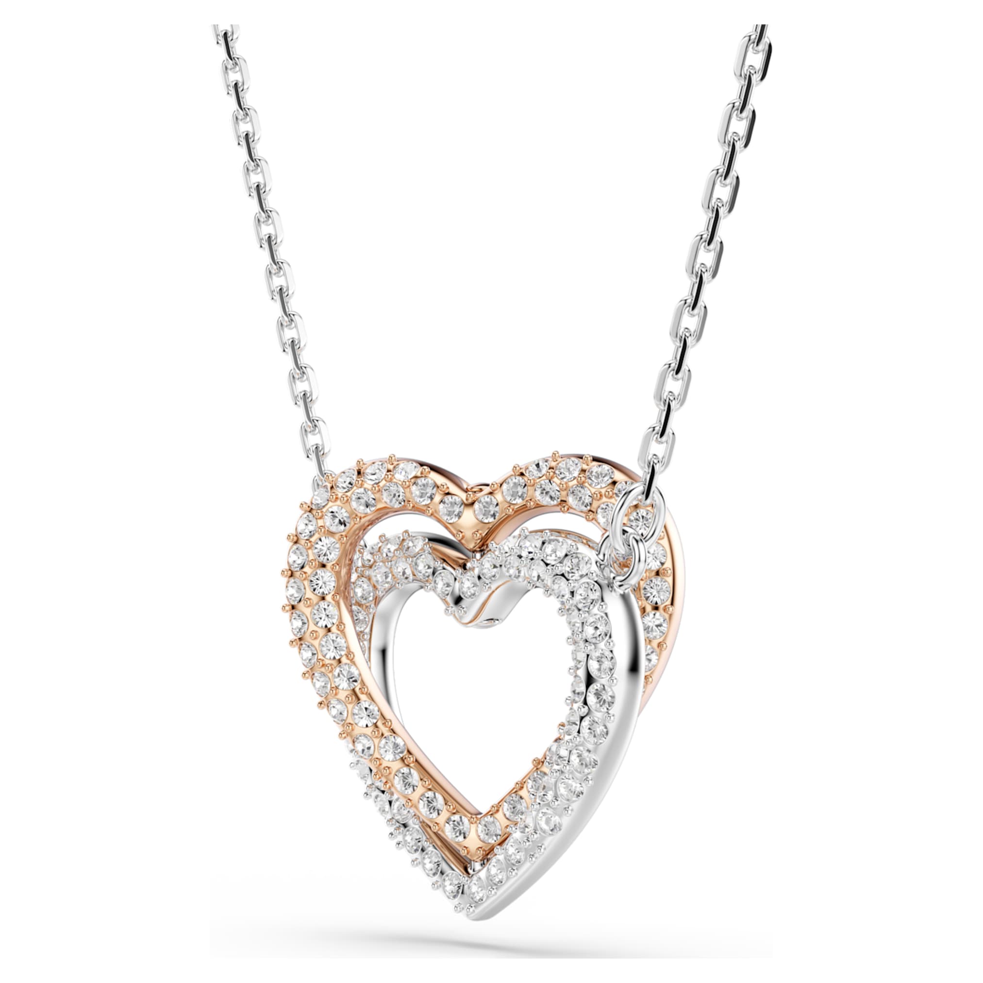 Swarovski Hyperbola necklace Round cut, Heart, White, Mixed metal finish