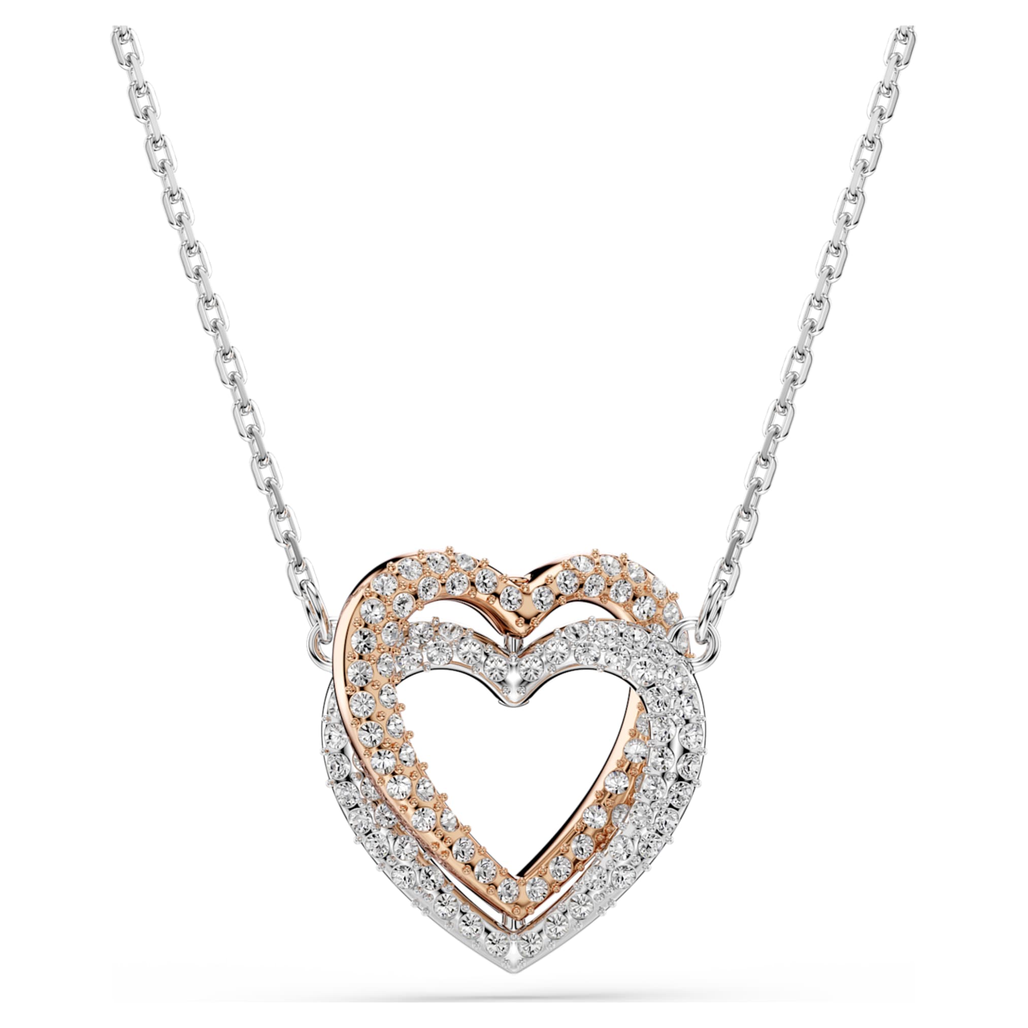 Swarovski Hyperbola necklace Round cut, Heart, White, Mixed metal finish