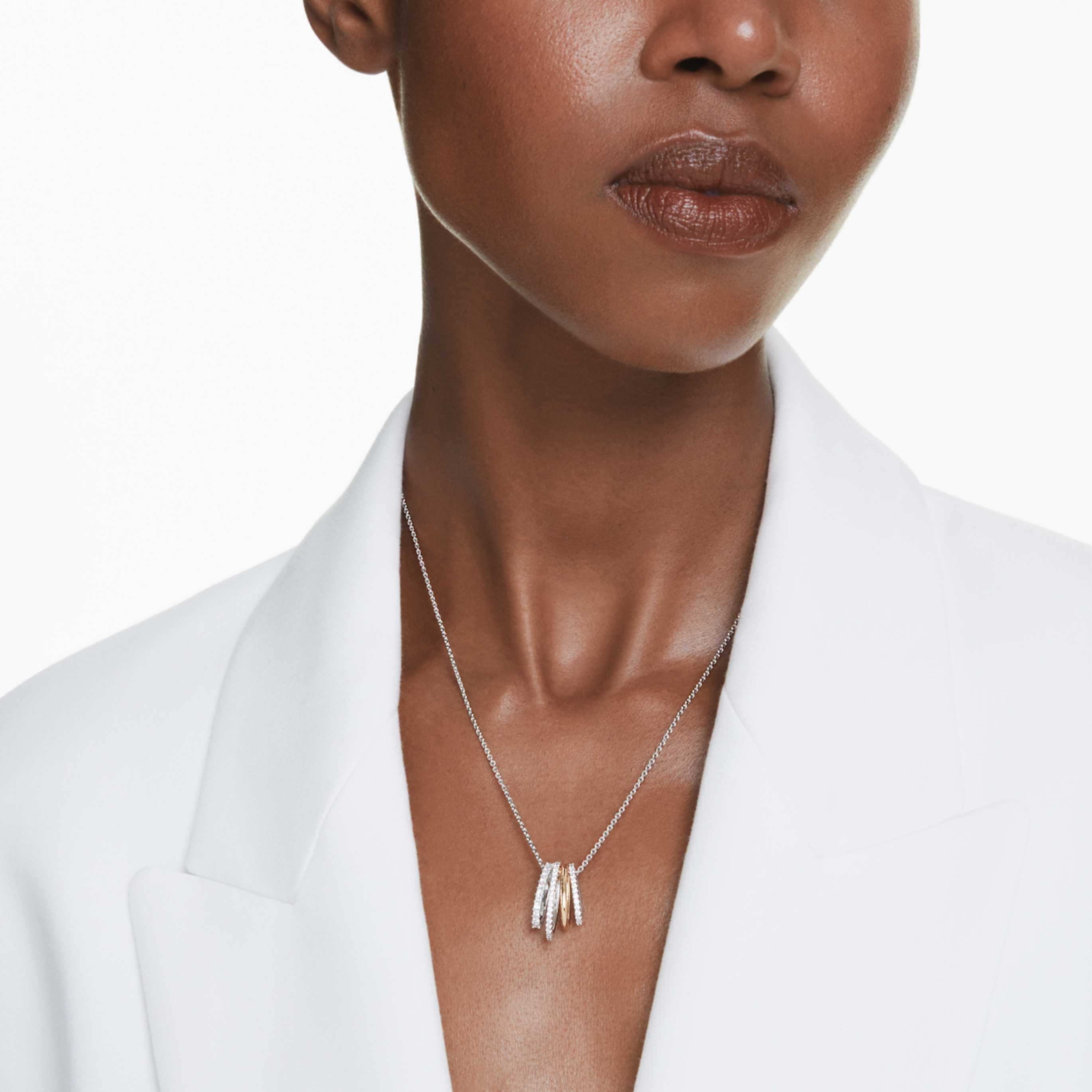 Swarovski Hyperbola pendant Mixed cuts, White, Mixed metal finish