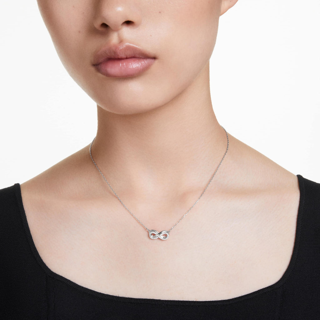 Swarovski Hyperbola pendant Pavé, Infinity, White, Rhodium plated