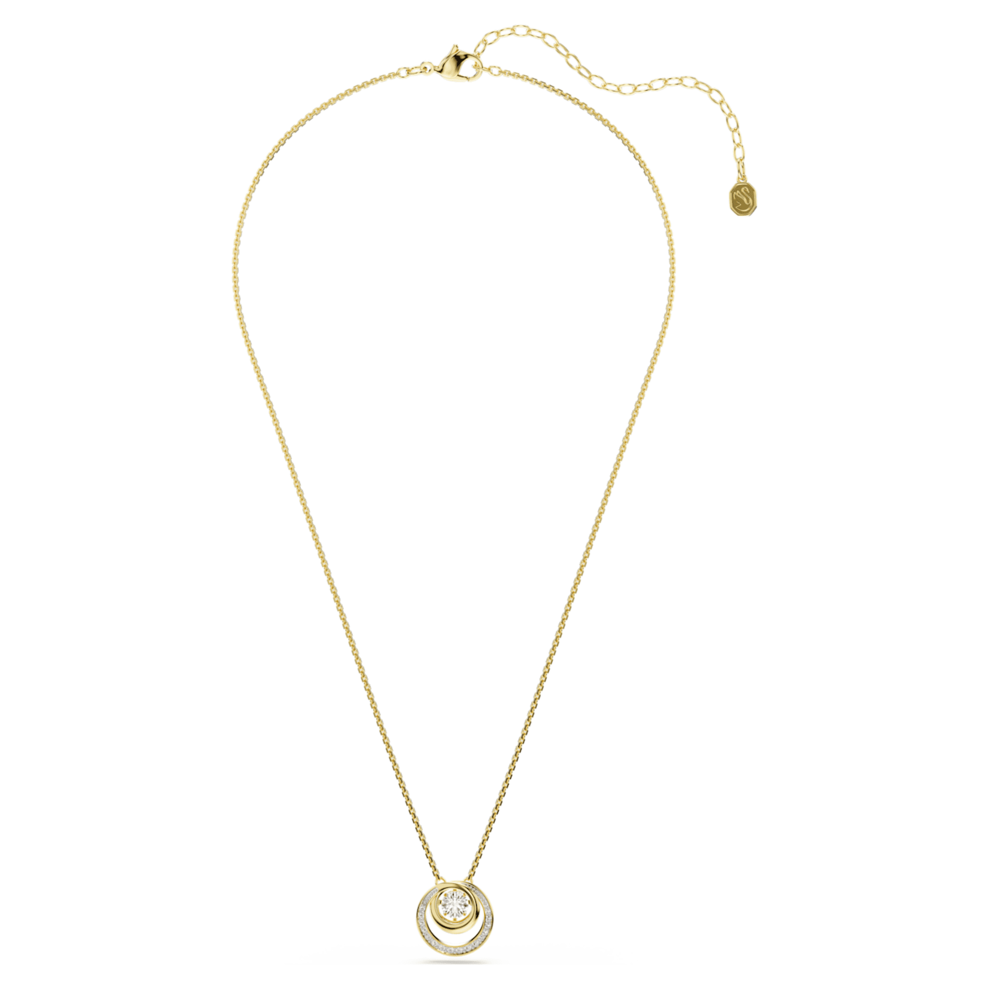 Swarovski Hyperbola pendant Round cut, White, 18K gold finish