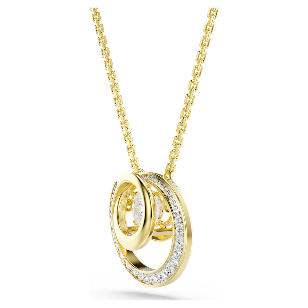 Swarovski Hyperbola pendant Round cut, White, 18K gold finish