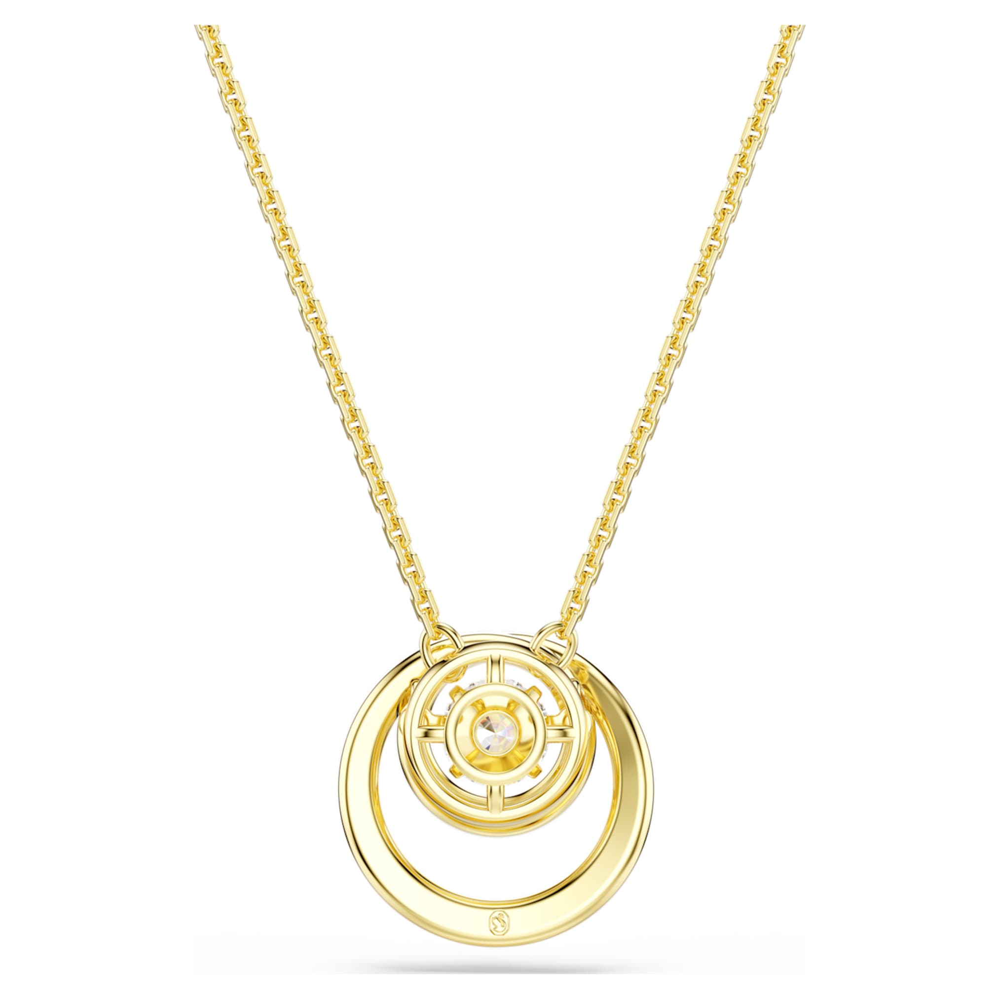 Swarovski Hyperbola pendant Round cut, White, 18K gold finish