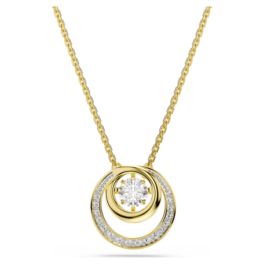 Swarovski Hyperbola pendant Round cut, White, 18K gold finish