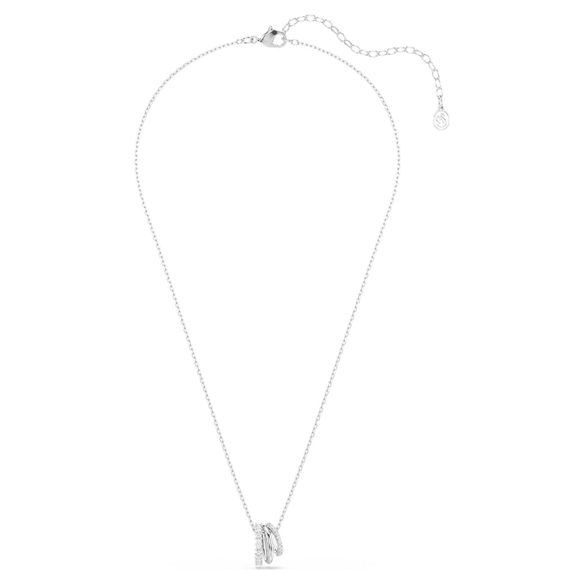 Swarovski Hyperbola pendant Round cut, White, Rhodium plated