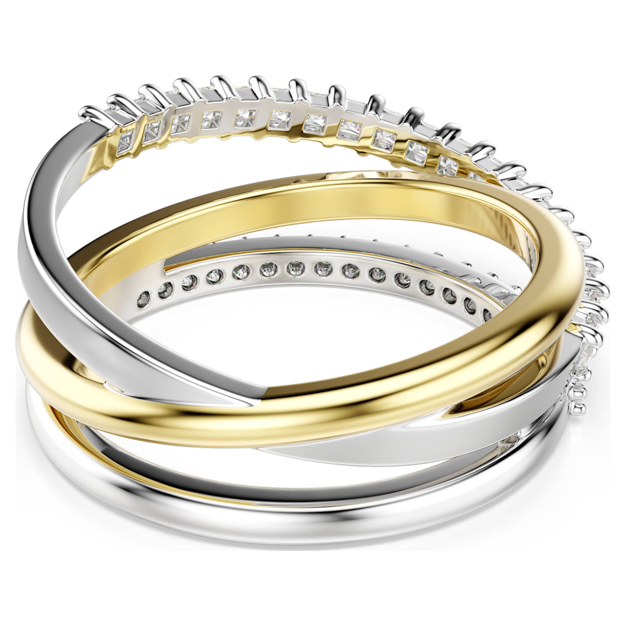 Swarovski Hyperbola ring Mixed cuts, White, Mixed metal finish
