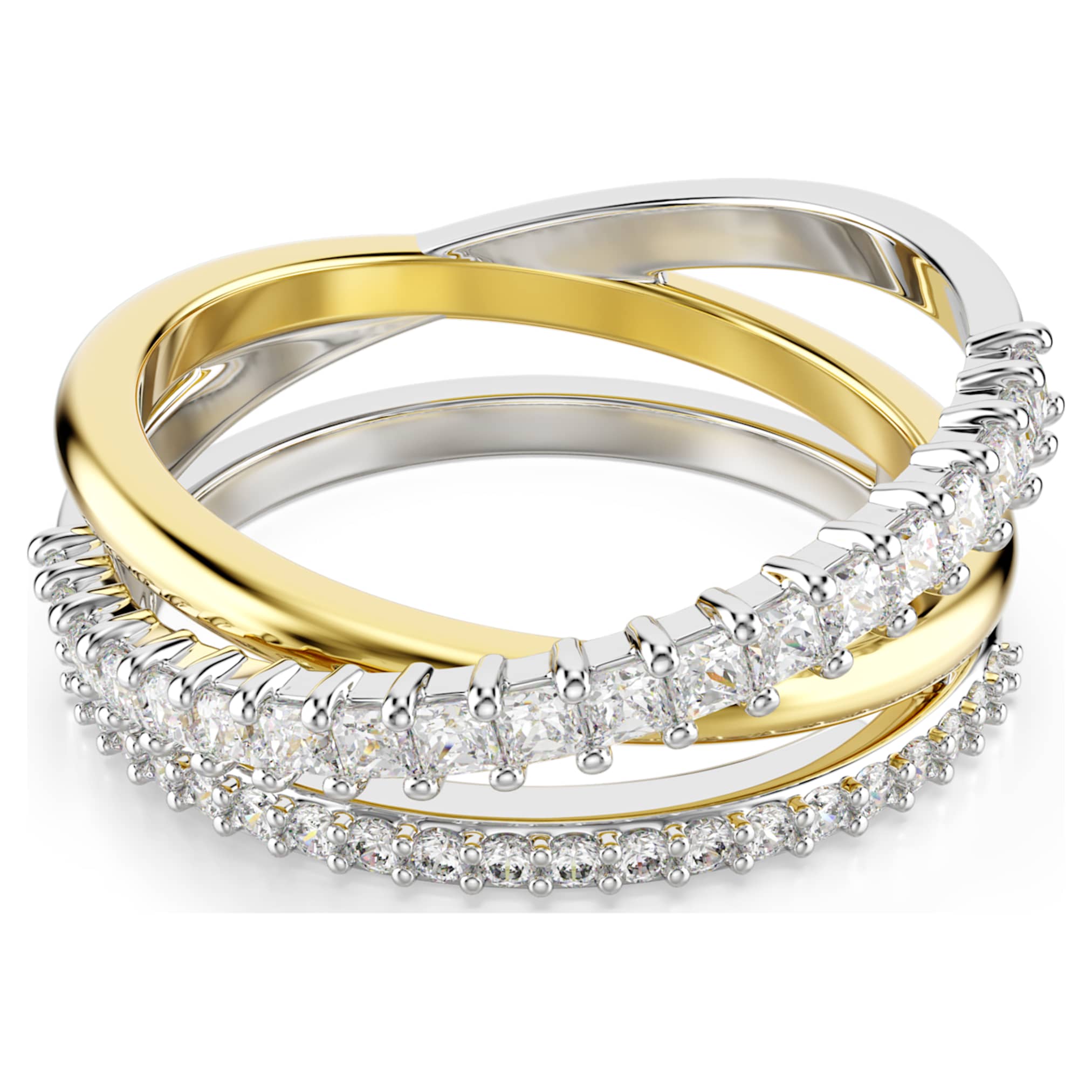 Swarovski Hyperbola ring Mixed cuts, White, Mixed metal finish