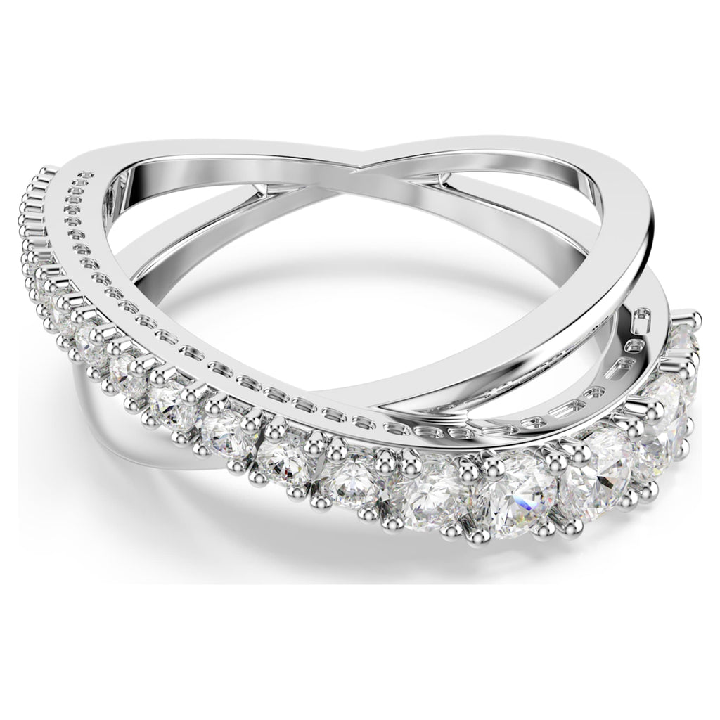 Swarovski Hyperbola ring Mixed cuts, White, Silver-tone finish