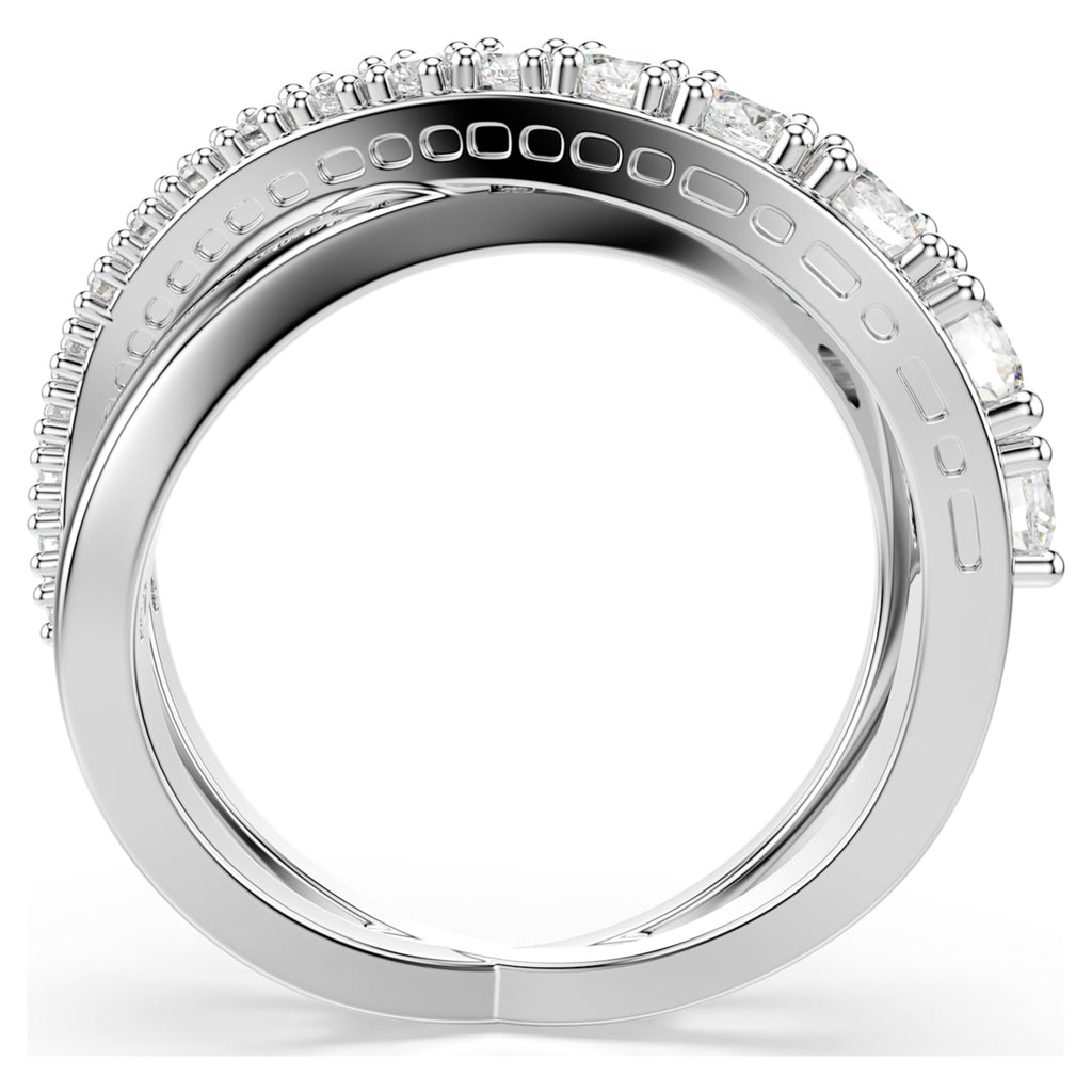 Swarovski Hyperbola ring Mixed cuts, White, Silver-tone finish