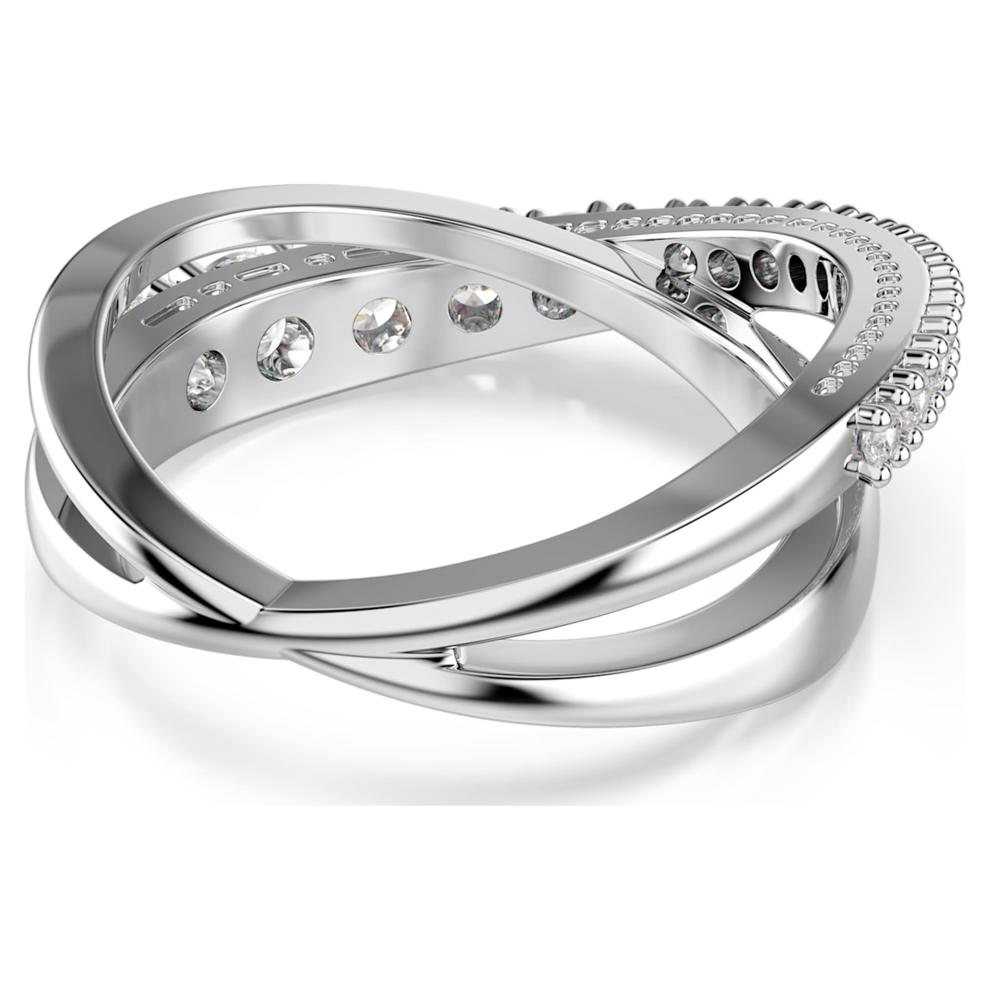 Swarovski Hyperbola ring Mixed cuts, White, Silver-tone finish