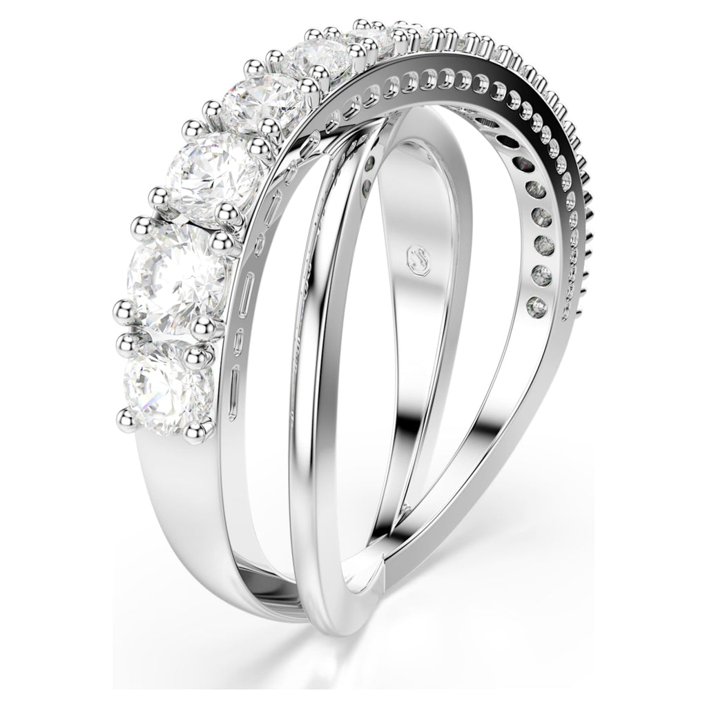 Swarovski Hyperbola ring Mixed cuts, White, Silver-tone finish