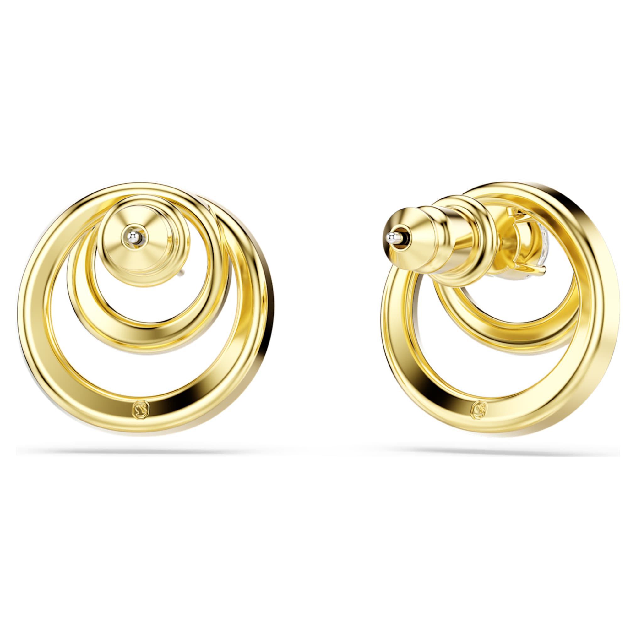 Swarovski Hyperbola stud earrings Round cut, White, 18K gold finish