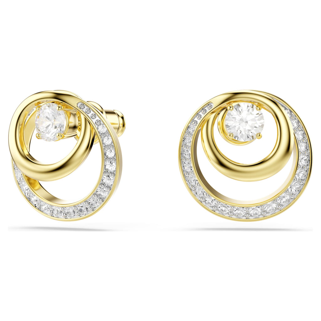 Swarovski Hyperbola stud earrings Round cut, White, 18K gold finish