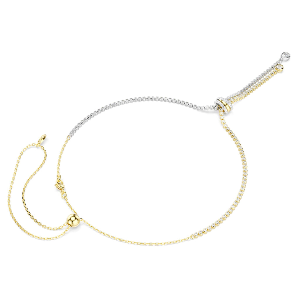 Swarovski Hyperbola Y necklace Round cut, Knot, White, Mixed metal finish