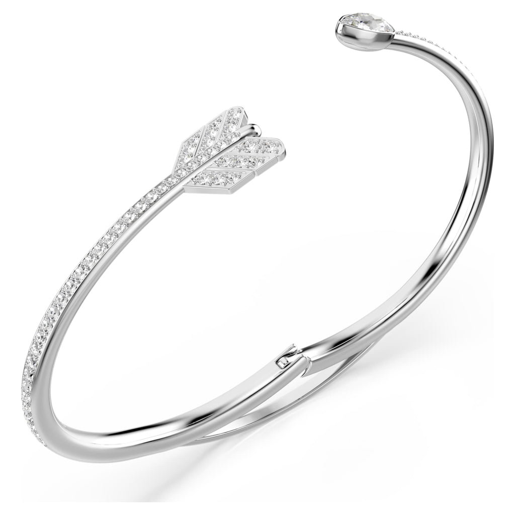 Swarovski Idyllia bangle Mixed cuts, Arrow, White, Rhodium plated
