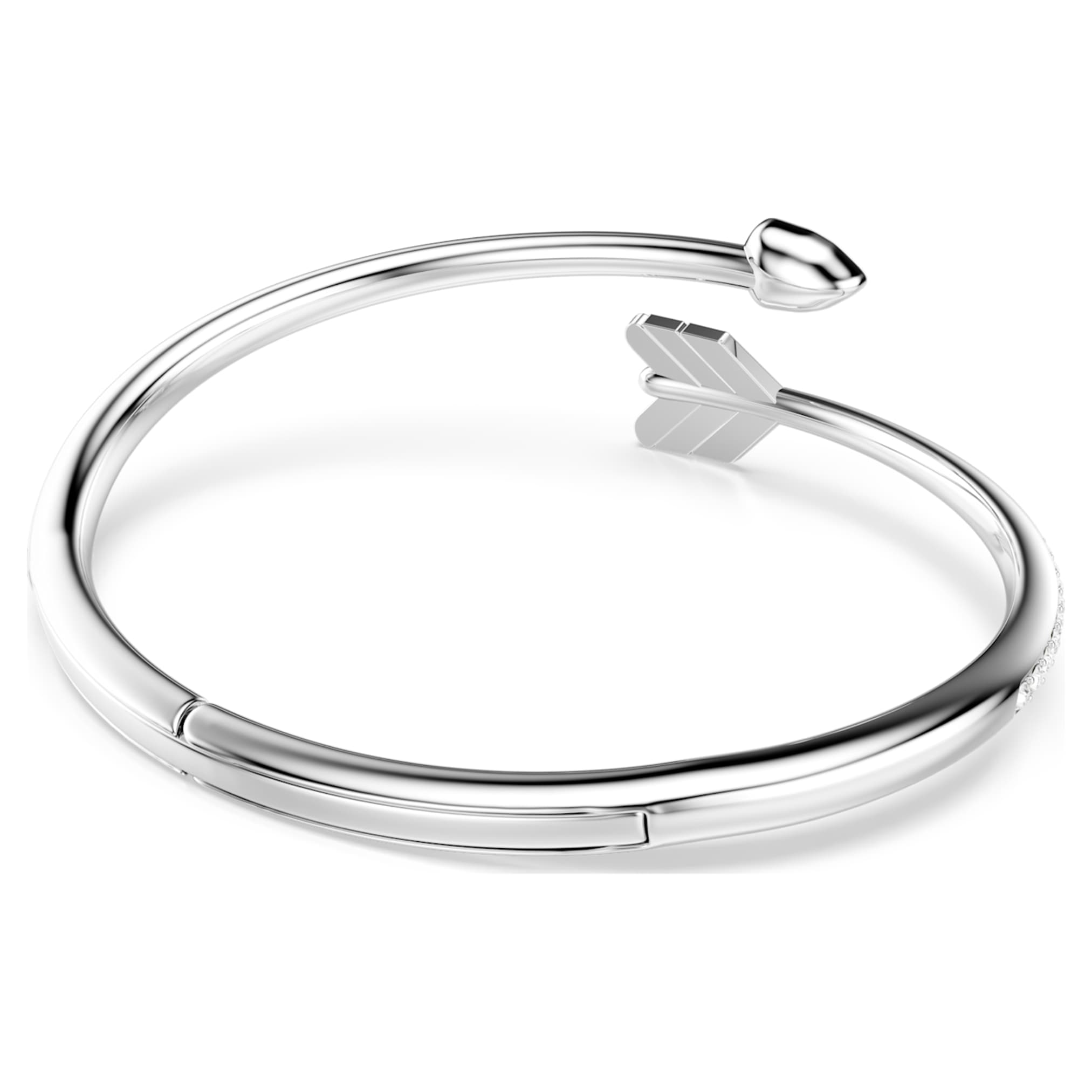 Swarovski Idyllia bangle Mixed cuts, Arrow, White, Rhodium plated