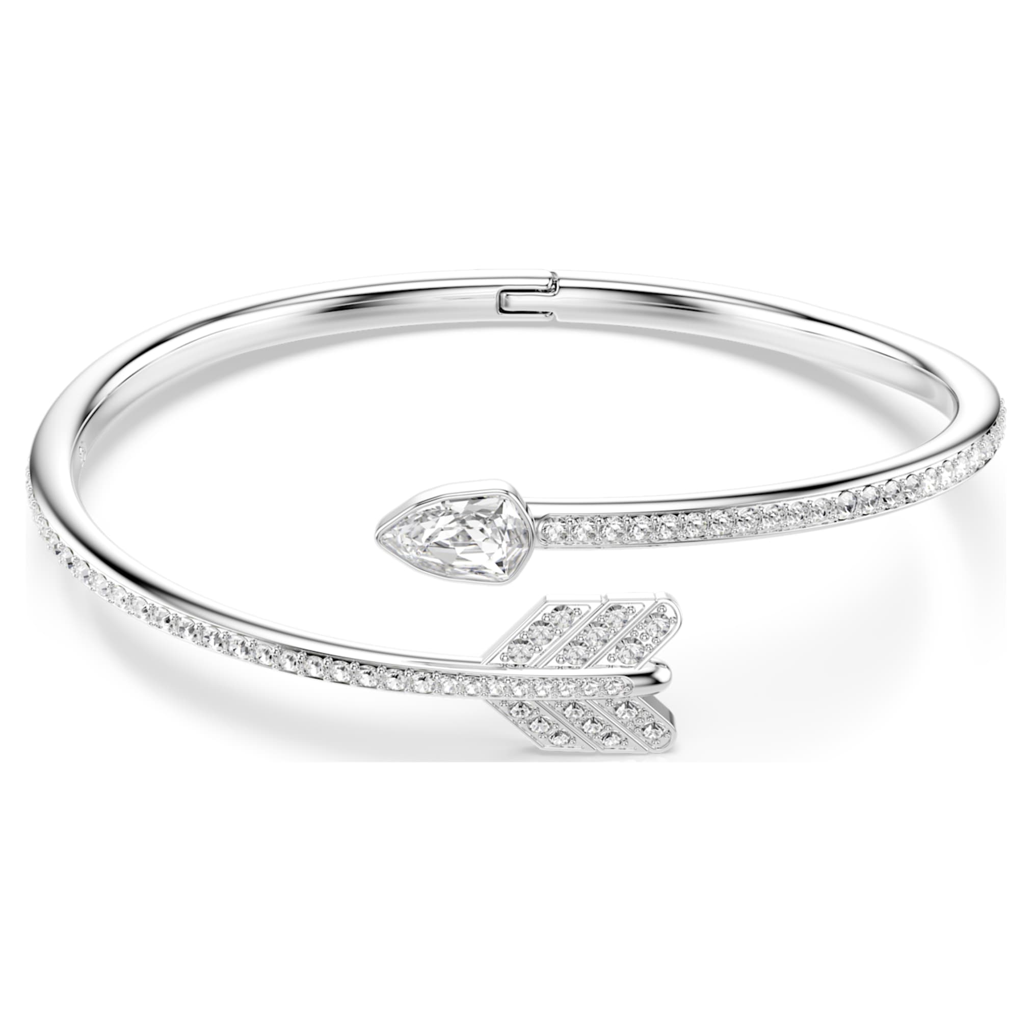 Swarovski Idyllia bangle Mixed cuts, Arrow, White, Rhodium plated