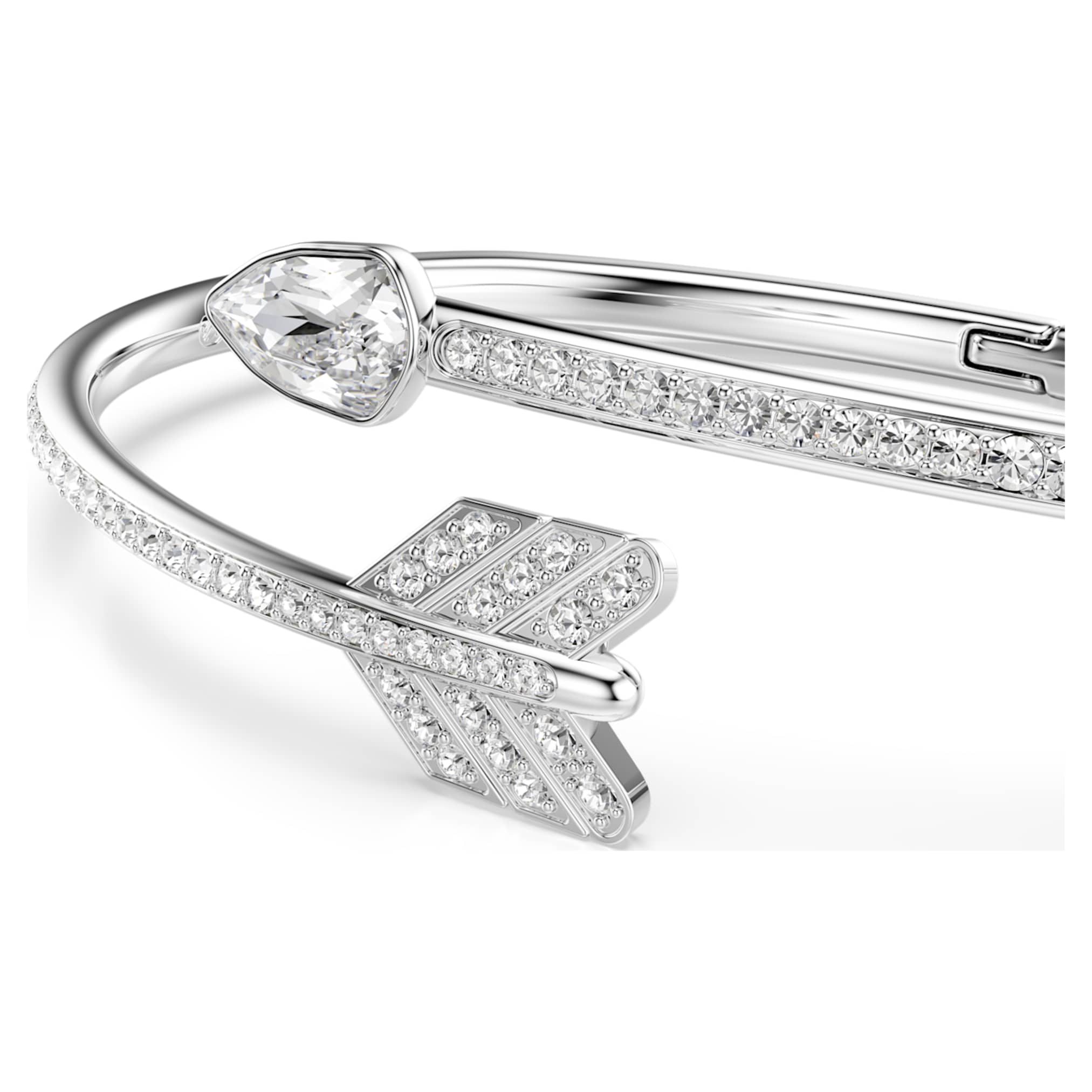 Swarovski Idyllia bangle Mixed cuts, Arrow, White, Rhodium plated