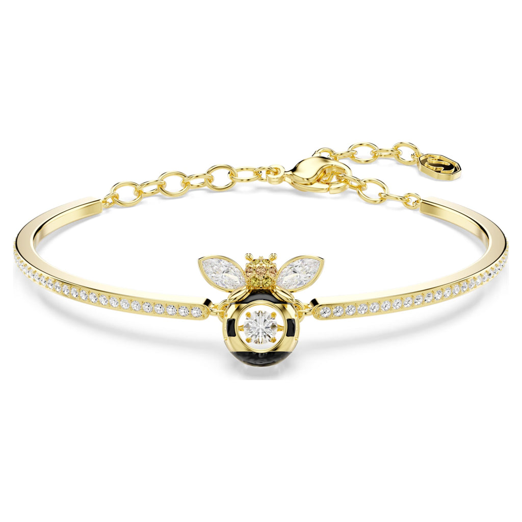 Swarovski Idyllia bangle Mixed cuts, Bee, Multicolored, 18K gold finish