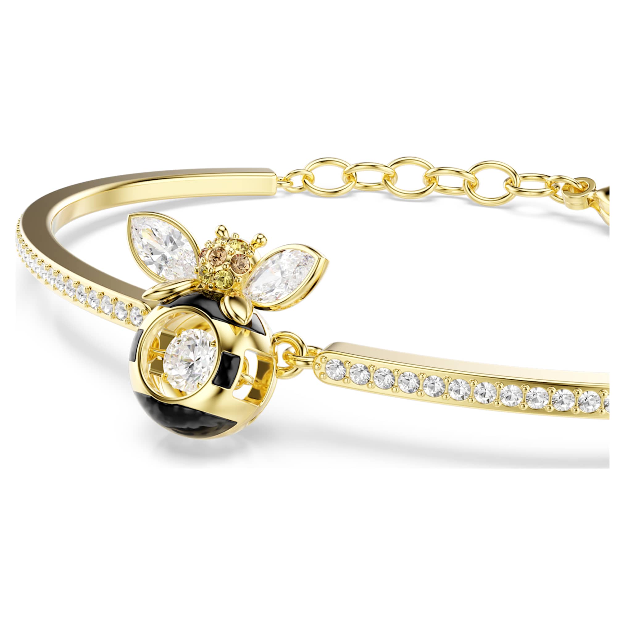 Swarovski Idyllia bangle Mixed cuts, Bee, Multicolored, 18K gold finish