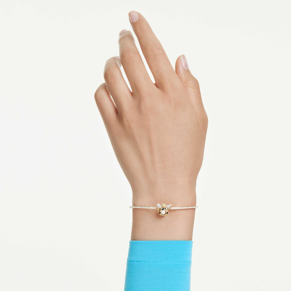 Swarovski Idyllia bangle Mixed cuts, Bee, Multicolored, 18K gold finish