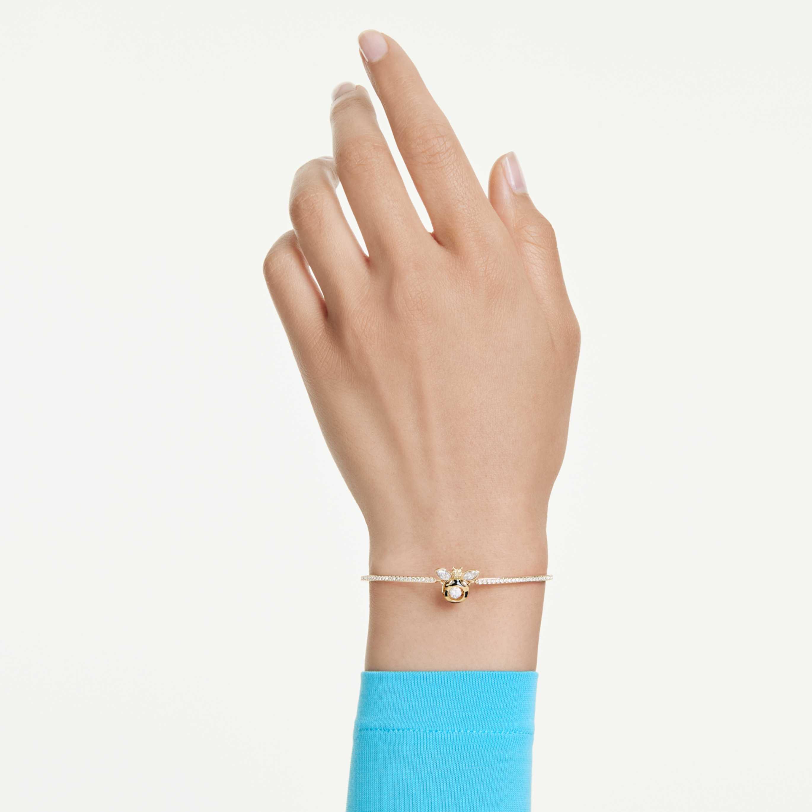Swarovski Idyllia bangle Mixed cuts, Bee, Multicolored, 18K gold finish