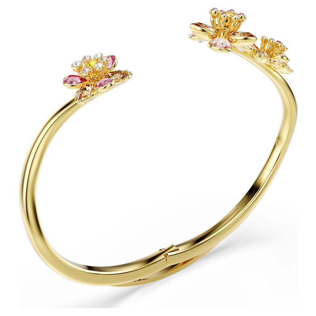 Swarovski Idyllia bangle Mixed cuts, Flower, Multicolored, 18K gold finish