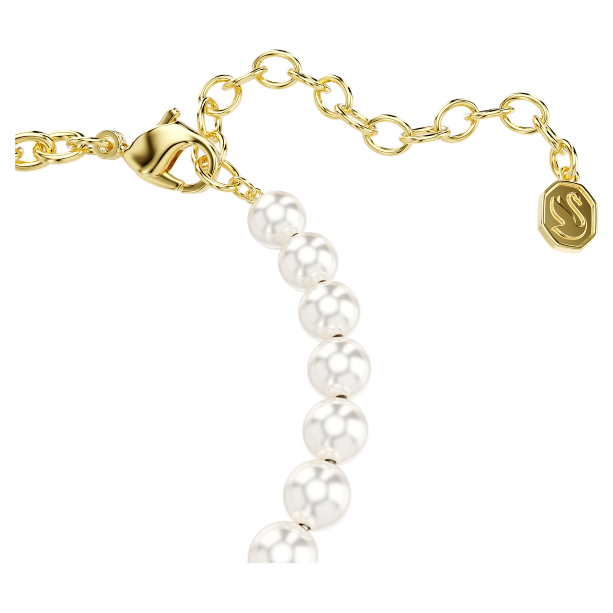 Swarovski Idyllia bracelet Crystal pearl, Round cut, Teddy, Gold tone, 18K gold finish