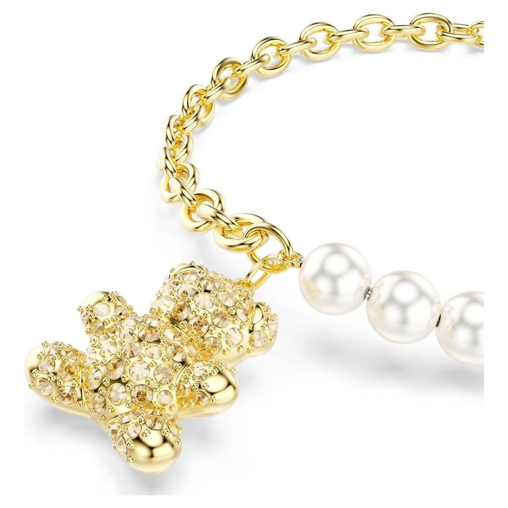 Swarovski Idyllia bracelet Crystal pearl, Round cut, Teddy, Gold tone, 18K gold finish