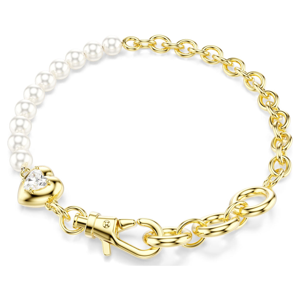 Swarovski Idyllia bracelet Crystal pearl, White, 18K gold finish