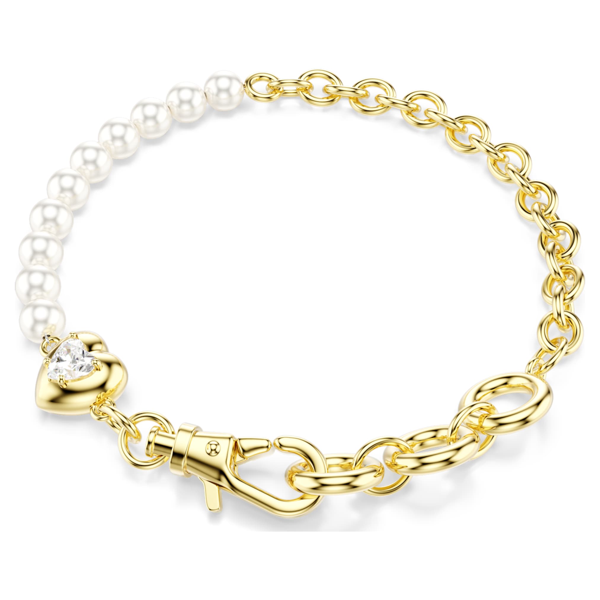 Swarovski Idyllia bracelet Crystal pearl, White, 18K gold finish