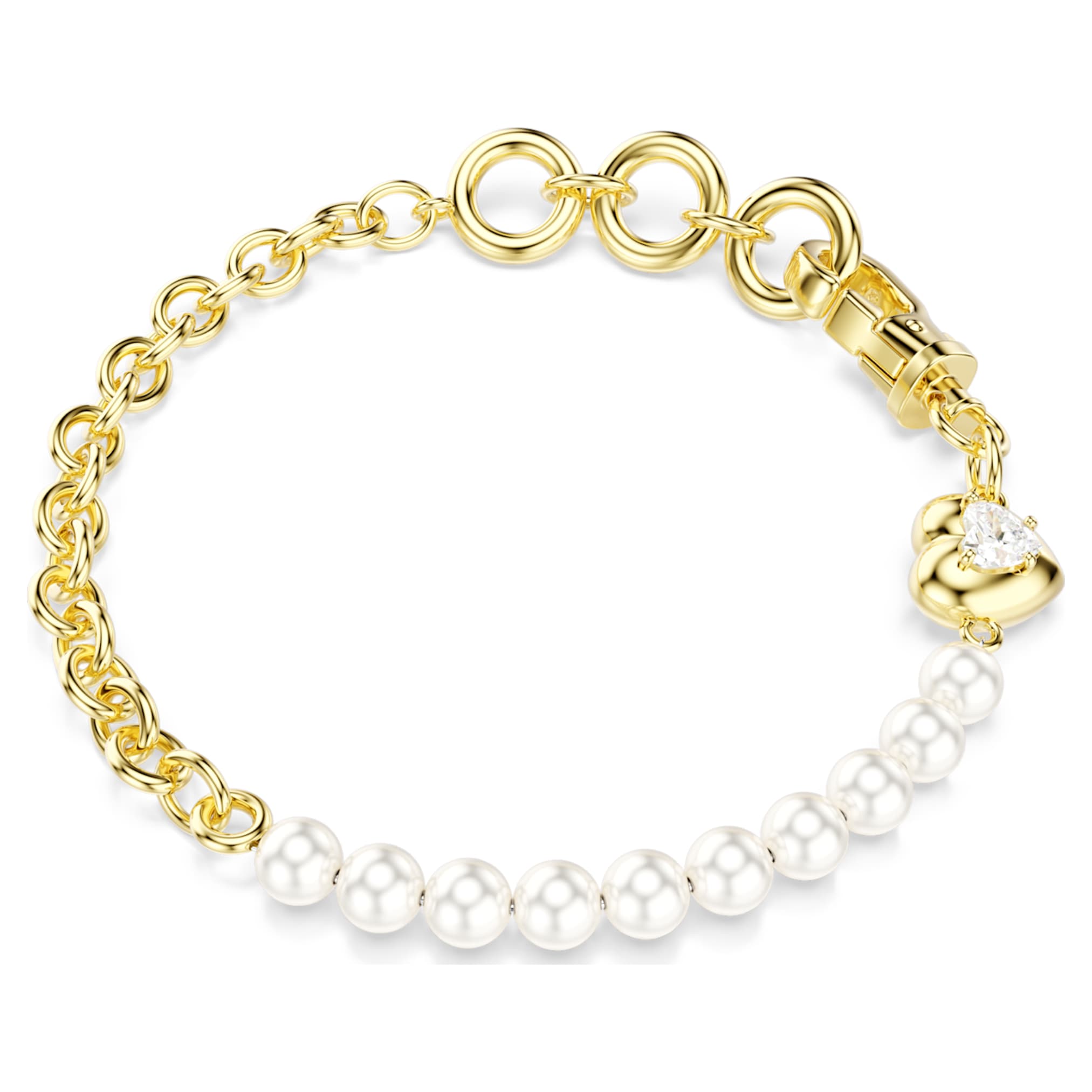 Swarovski Idyllia bracelet Crystal pearl, White, 18K gold finish