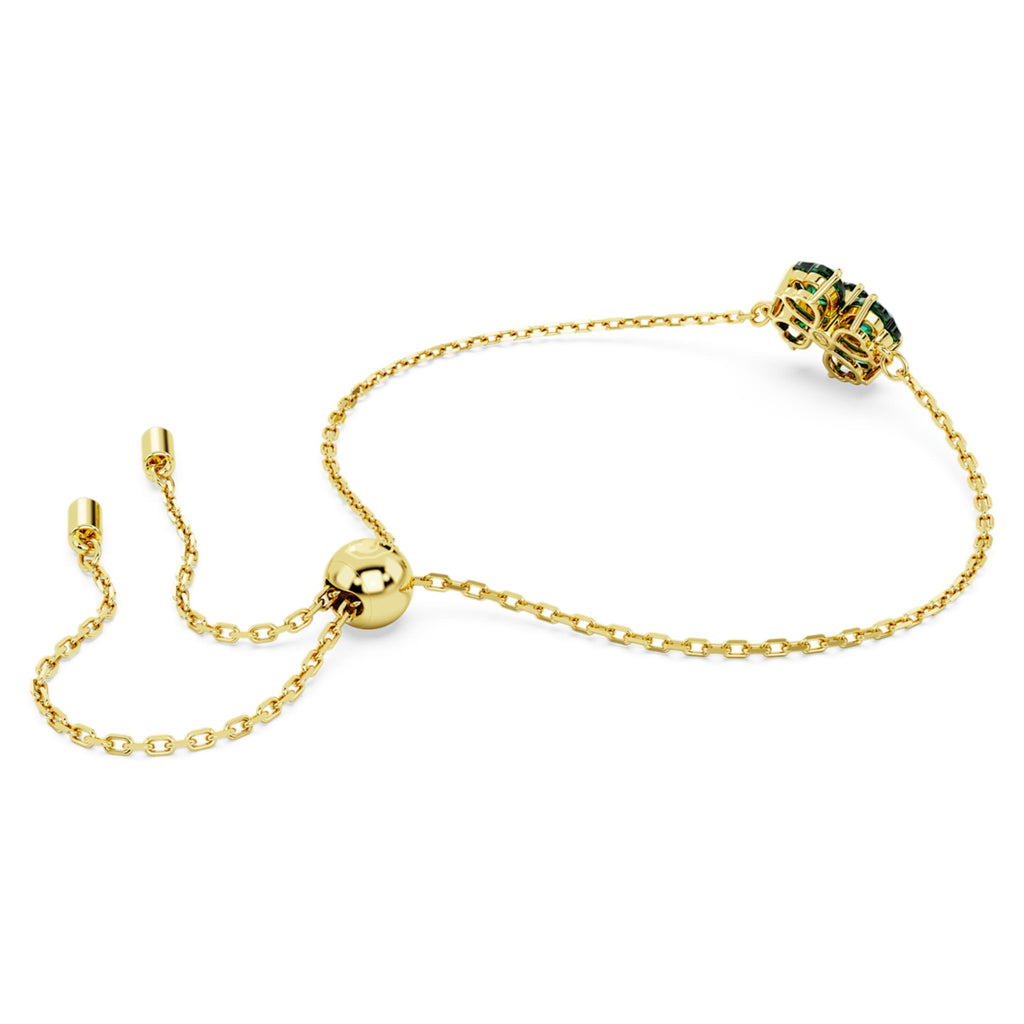 Swarovski Idyllia bracelet Mixed cuts, Clover, Green, 18K gold finish