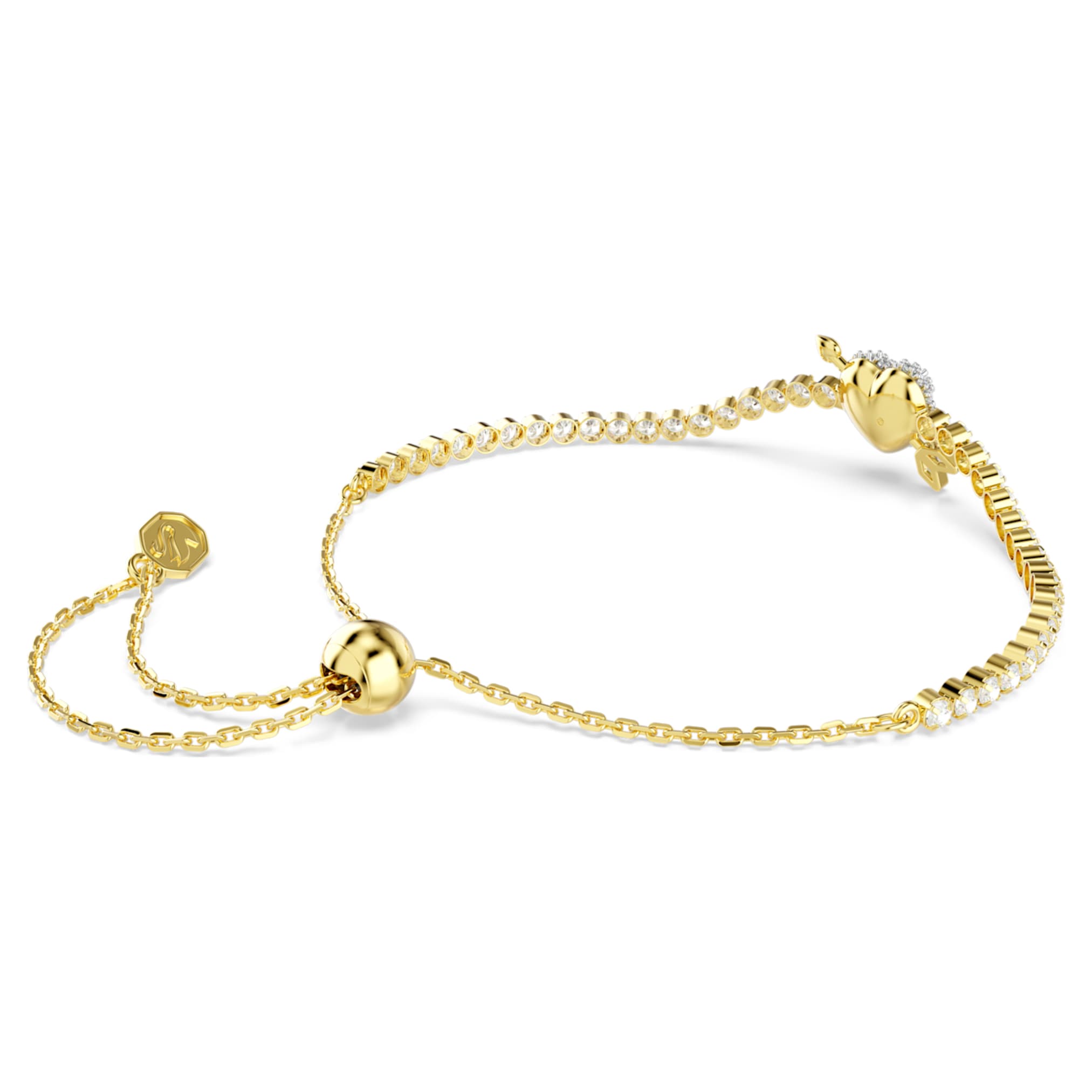 Swarovski Idyllia bracelet Mixed cuts, Heart with arrow, White, 18K gold finish