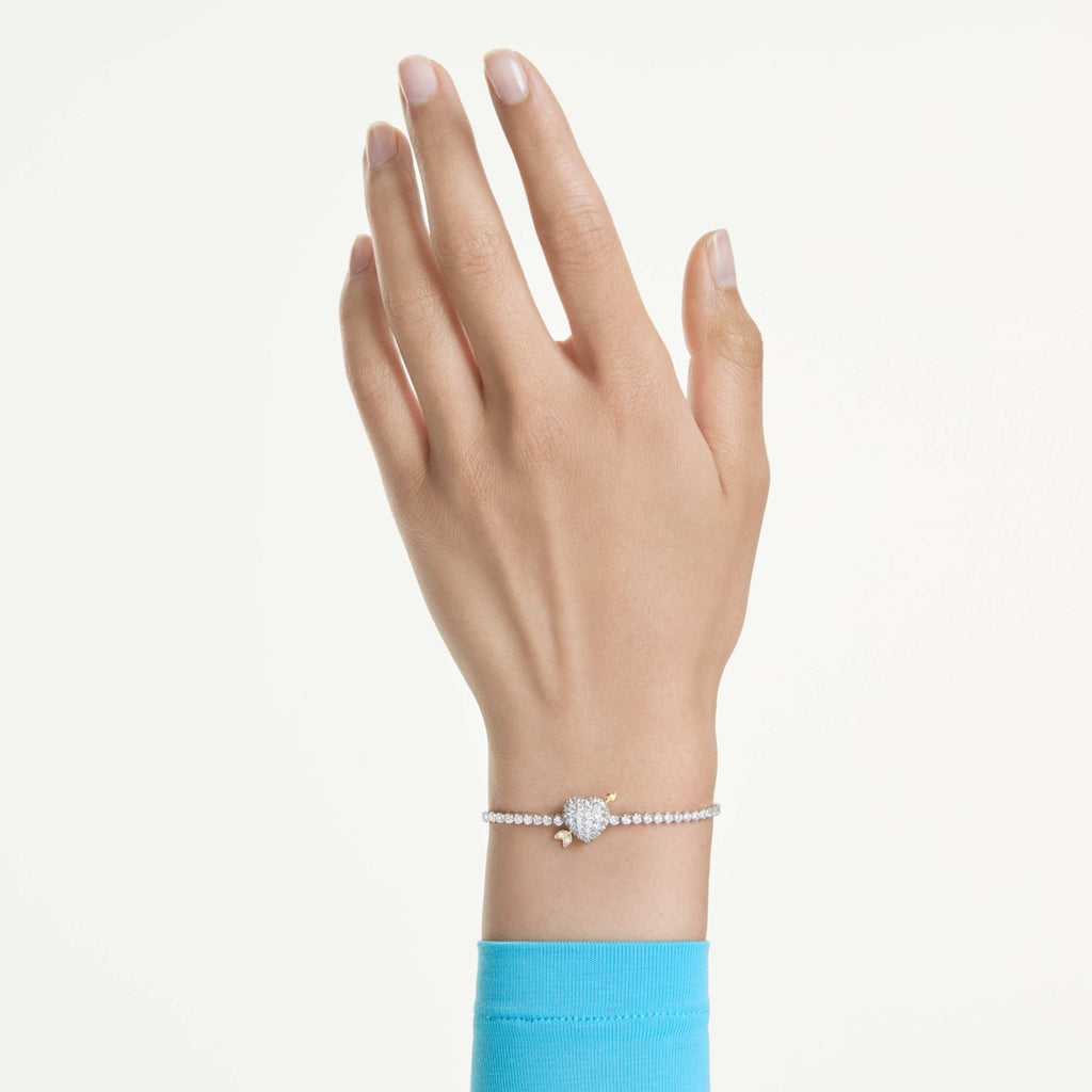 Swarovski Idyllia bracelet Mixed cuts, Heart with arrow, White, Rhodium plated