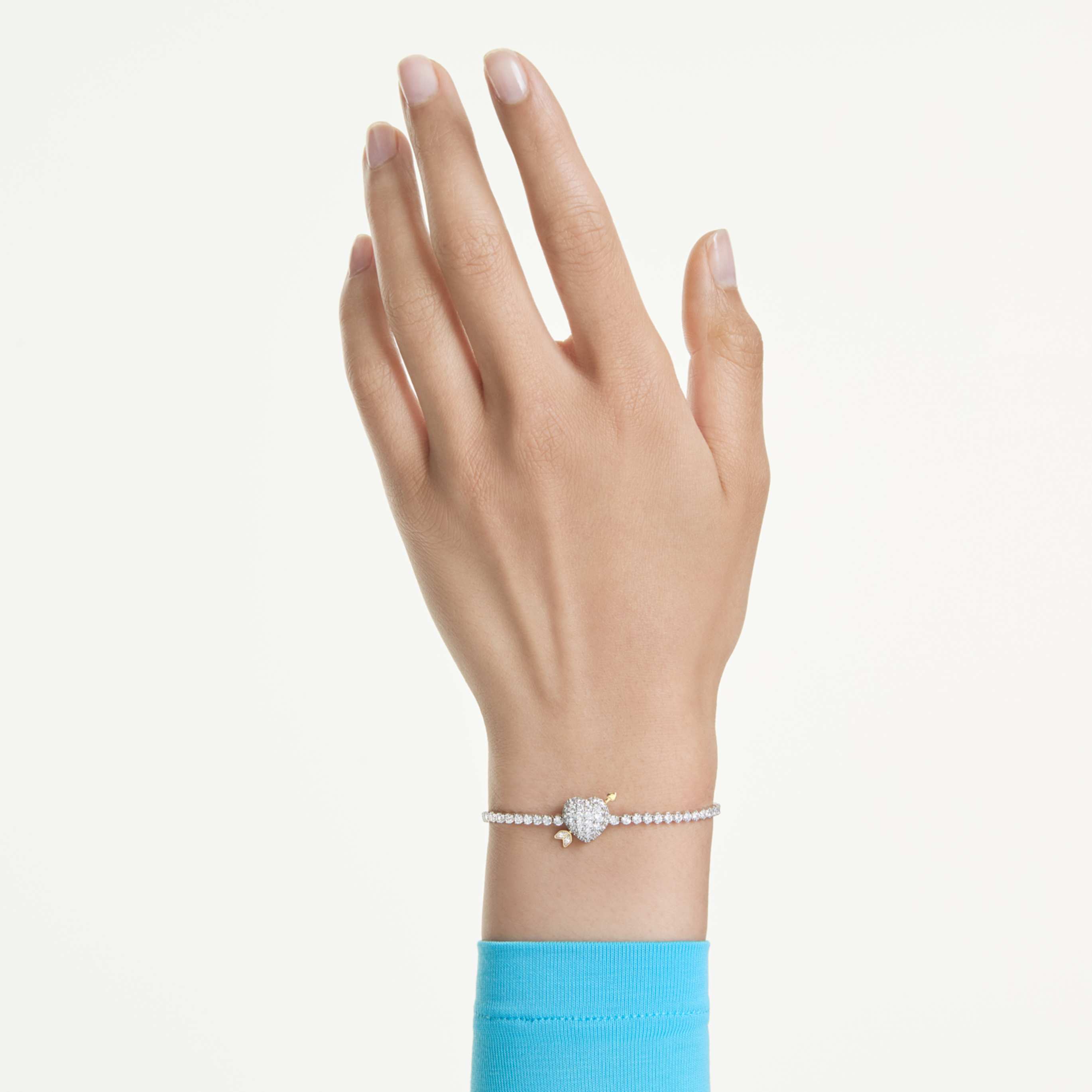 Swarovski Idyllia bracelet Mixed cuts, Heart with arrow, White, Rhodium plated