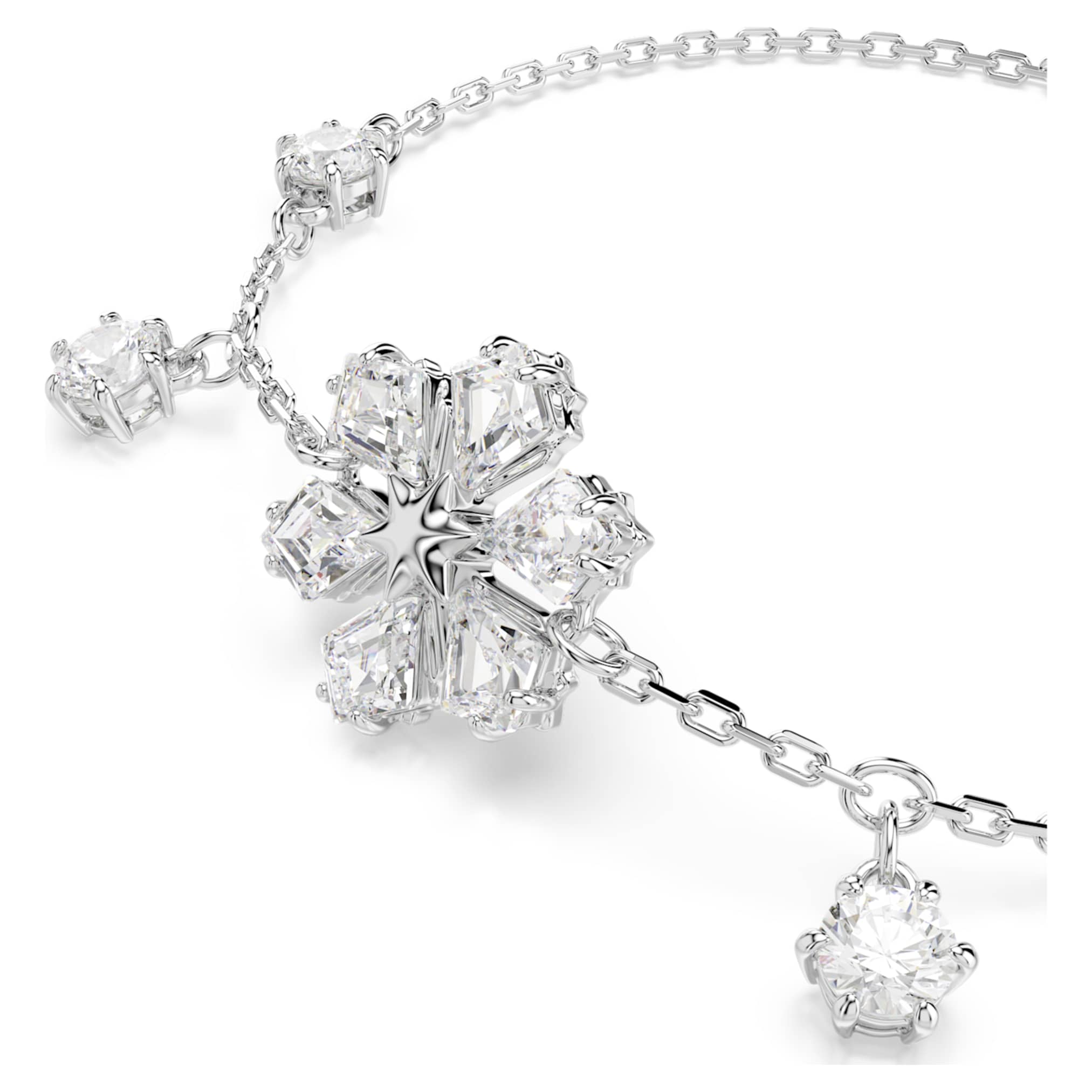 Swarovski Idyllia bracelet Mixed cuts, Snowflake, White, Rhodium plated