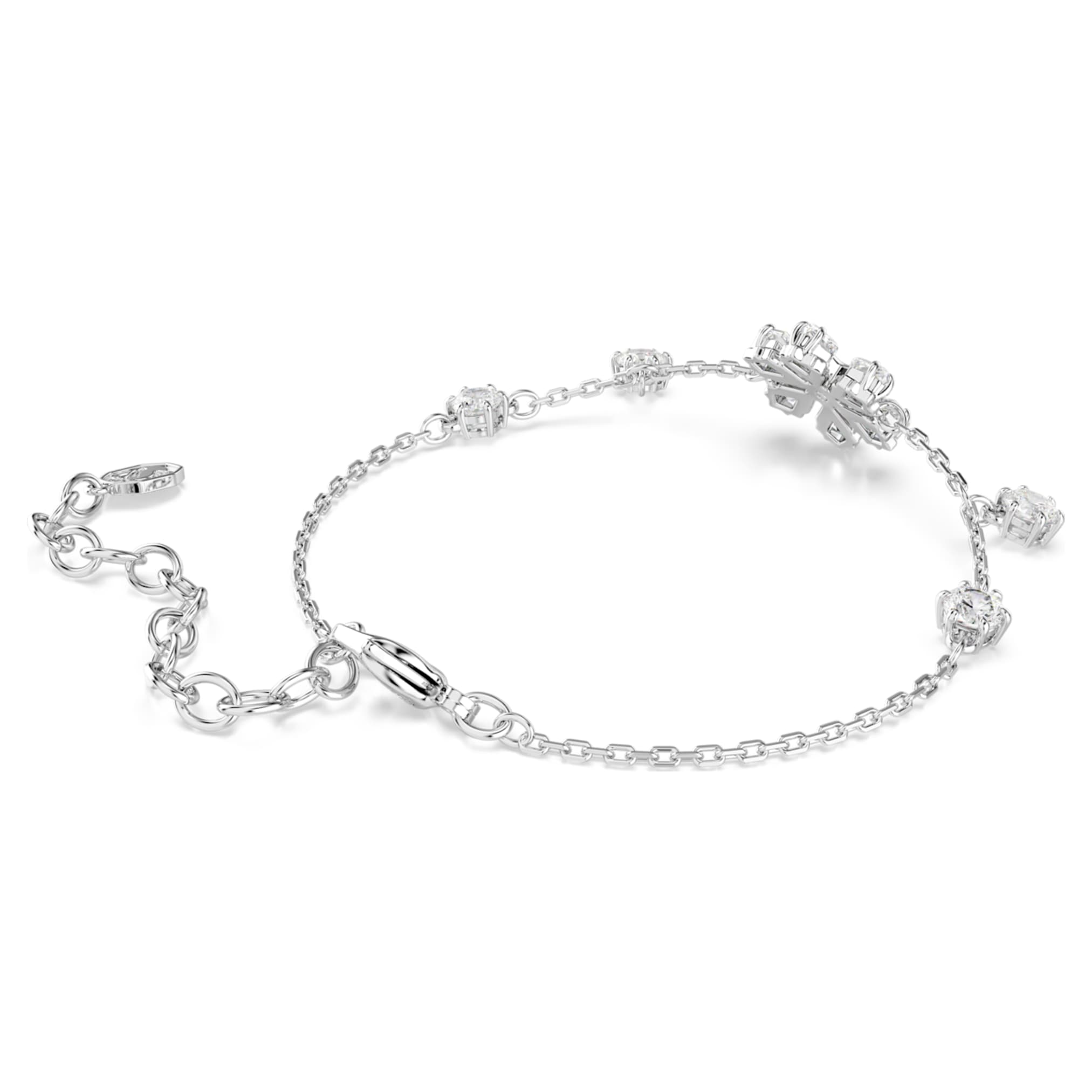 Swarovski Idyllia bracelet Mixed cuts, Snowflake, White, Rhodium plated