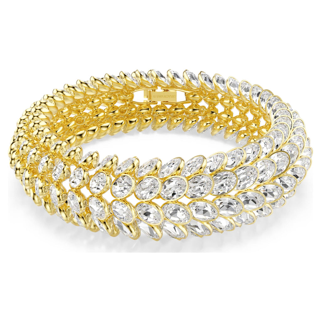 Swarovski Idyllia bracelet Oval cut, White, 18K gold finish