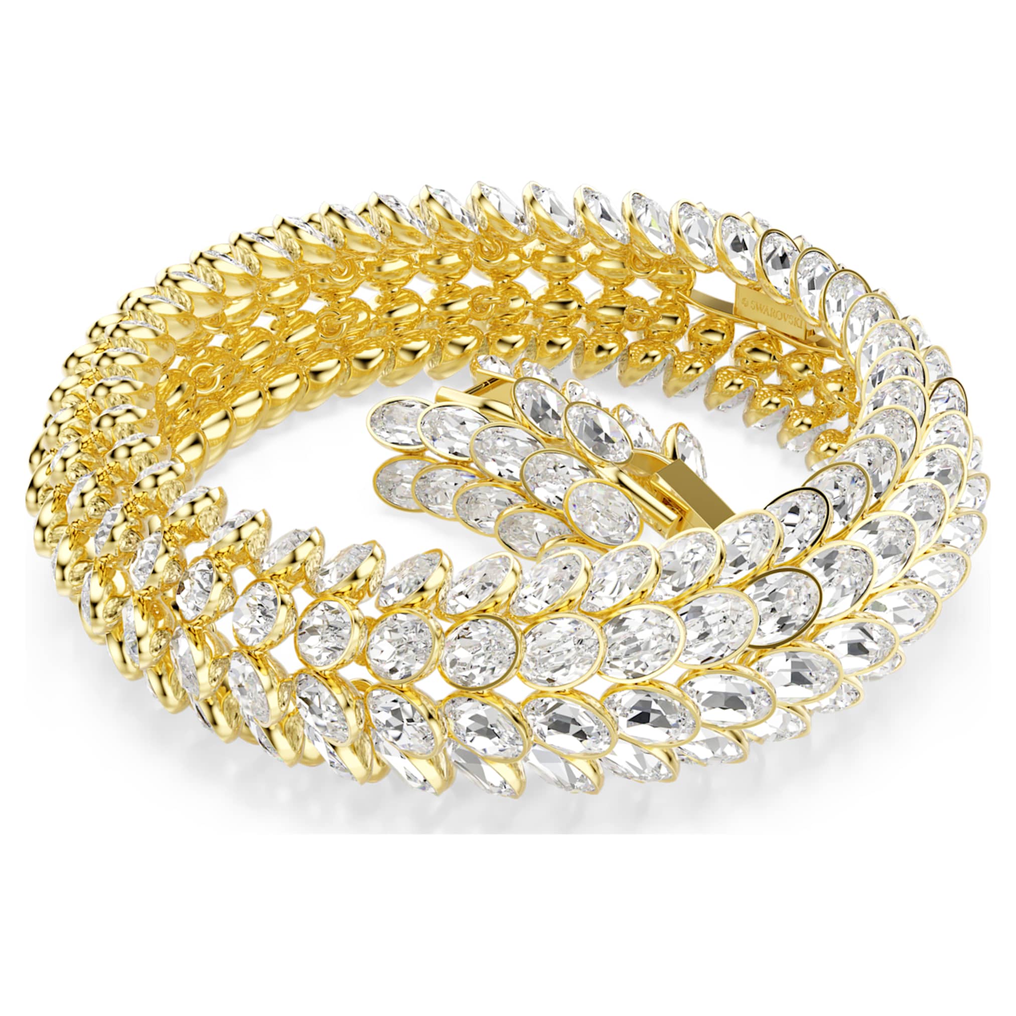 Swarovski Idyllia bracelet Oval cut, White, 18K gold finish