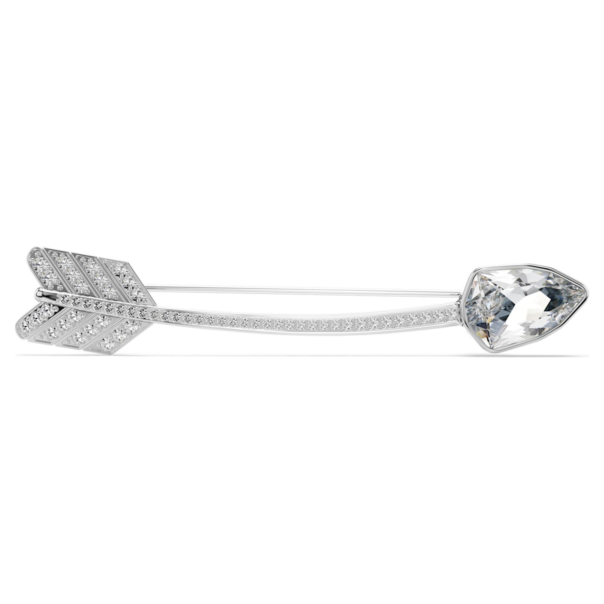 Swarovski Idyllia brooch Mixed cuts, Arrow, White, Rhodium plated