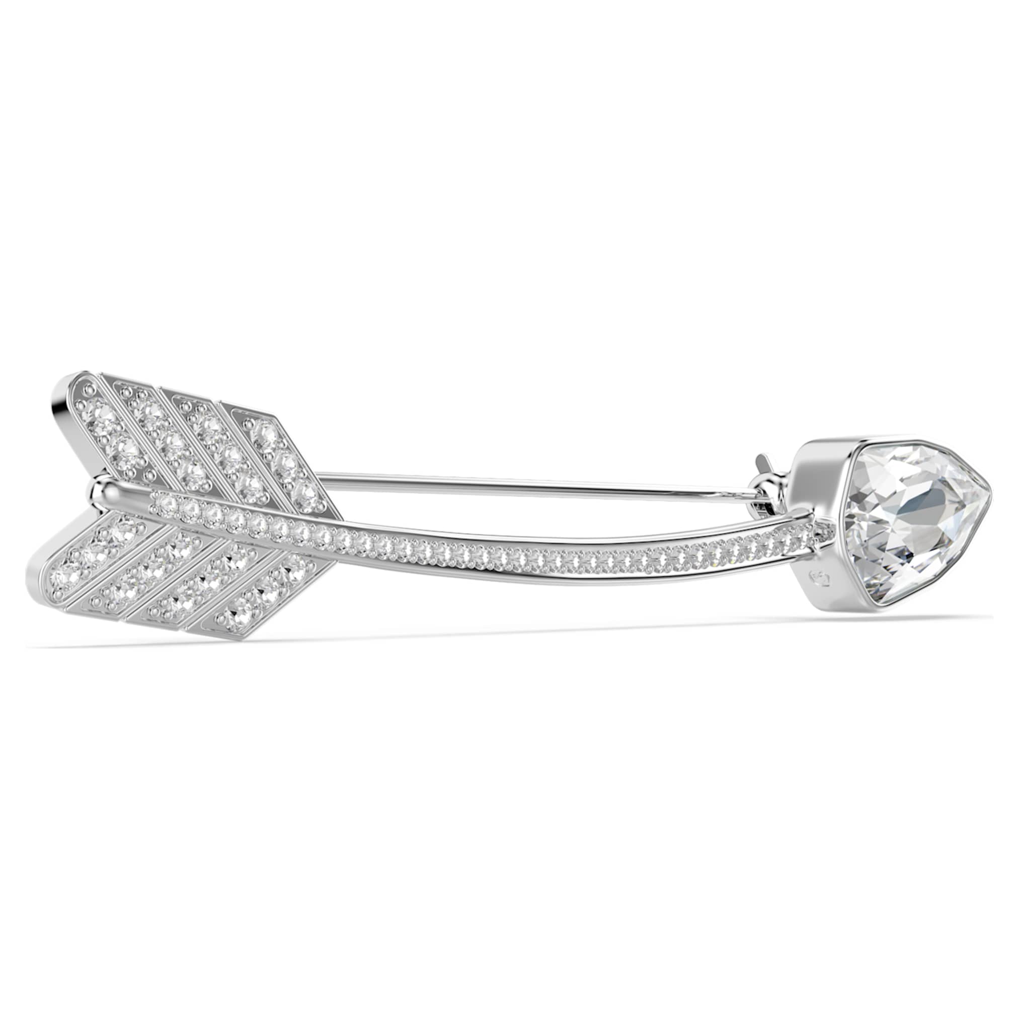 Swarovski Idyllia brooch Mixed cuts, Arrow, White, Rhodium plated