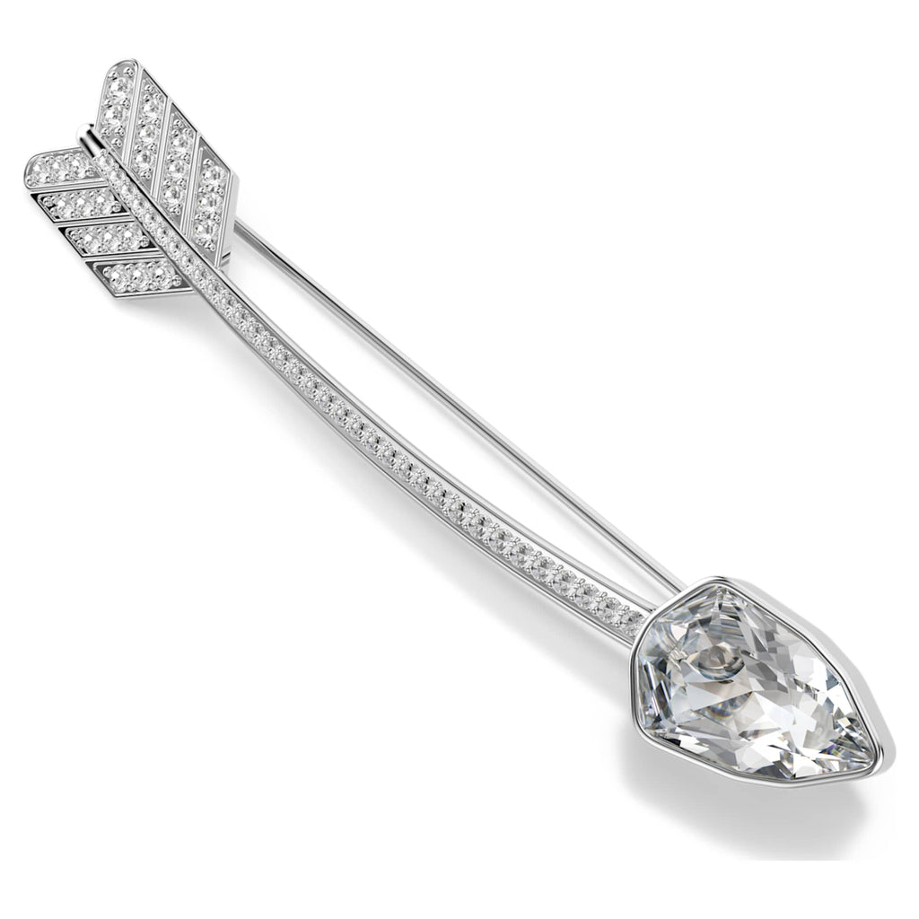 Swarovski Idyllia brooch Mixed cuts, Arrow, White, Rhodium plated