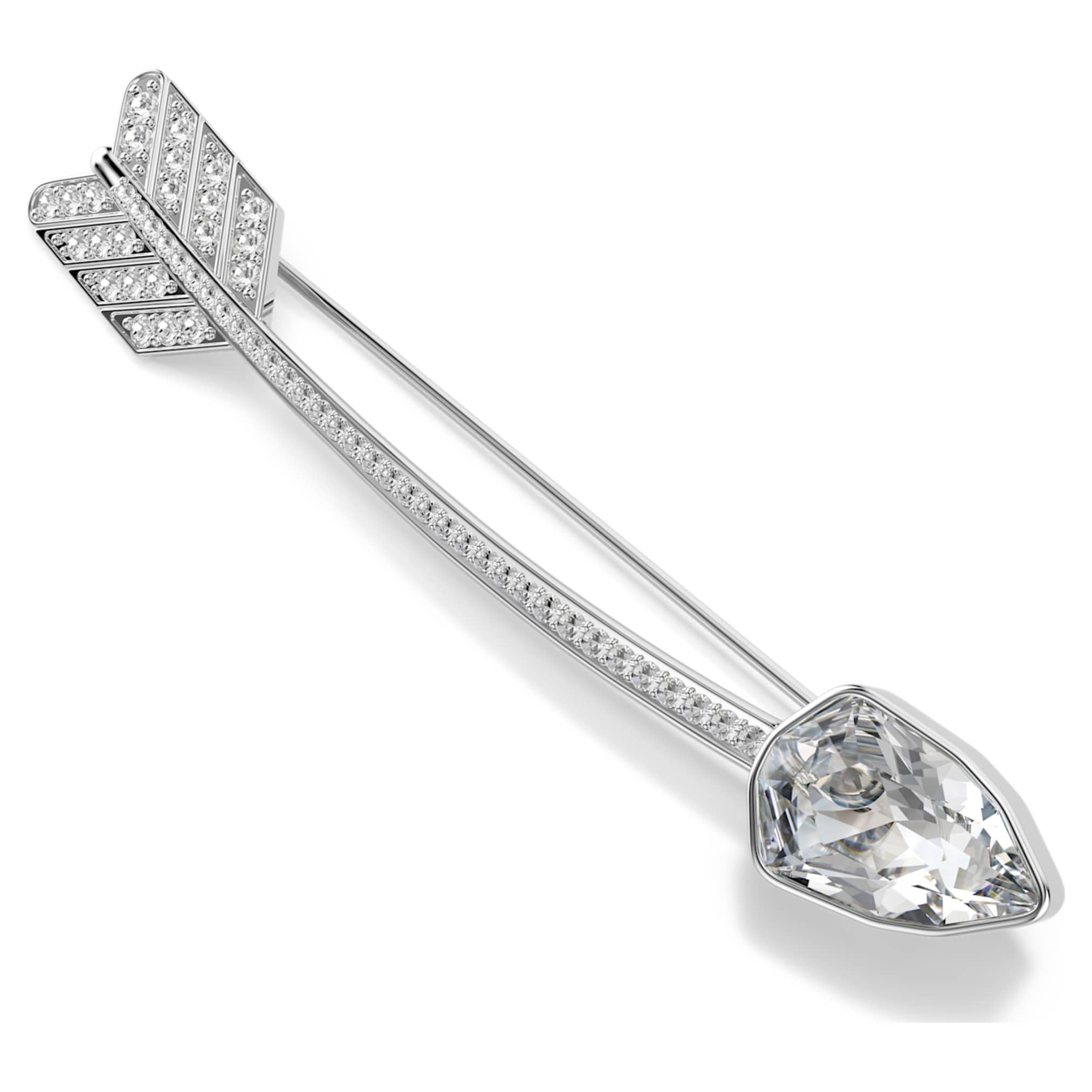 Swarovski Idyllia brooch Mixed cuts, Arrow, White, Rhodium plated