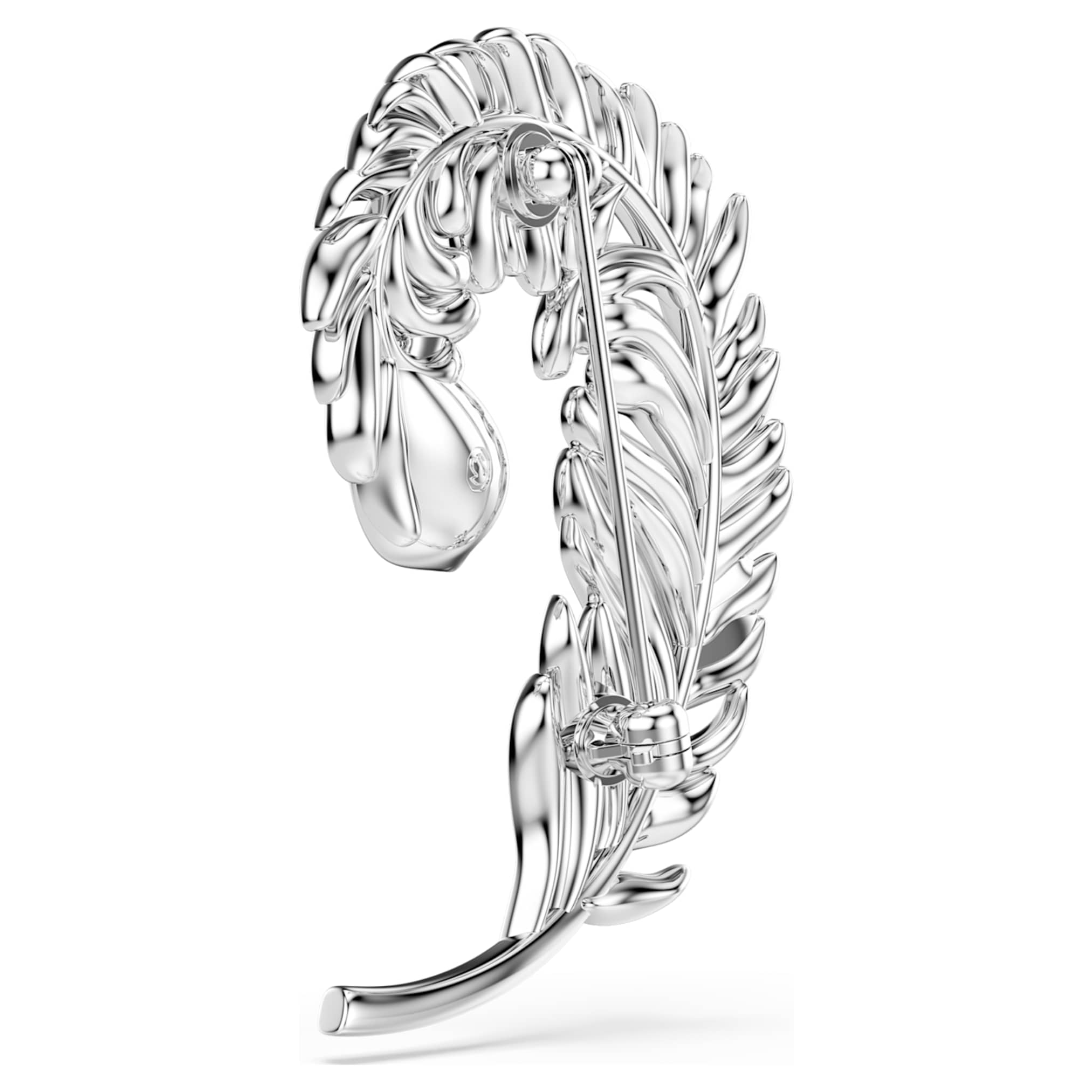 Swarovski Idyllia brooch Mixed cuts, Feather, Rhodium plated