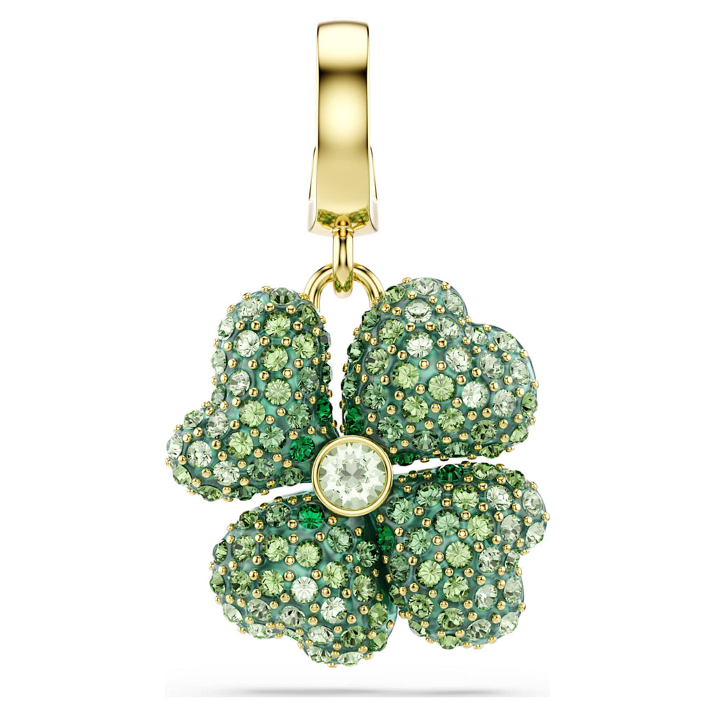 Swarovski Idyllia charm Clover, Green, 18K gold finish