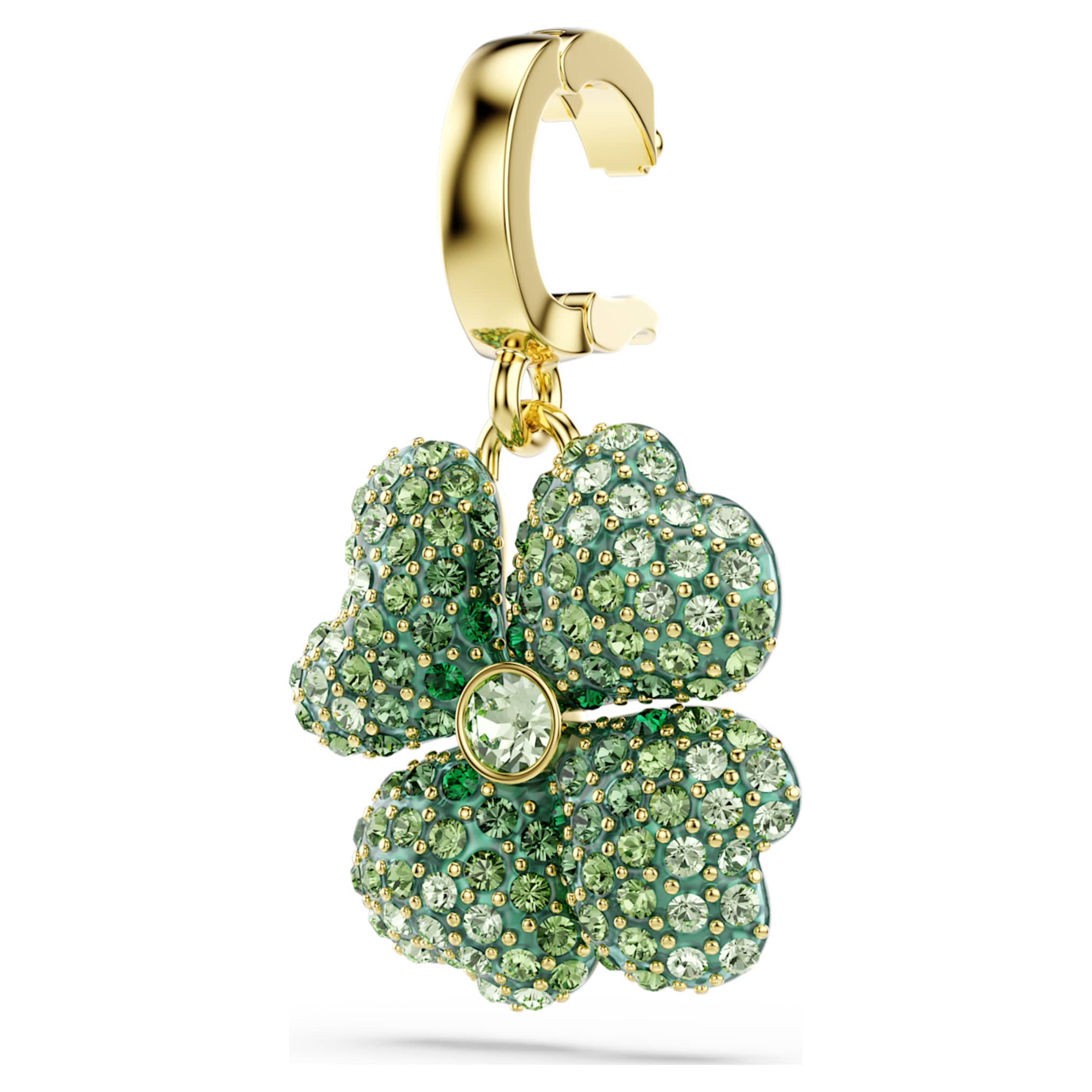 Swarovski Idyllia charm Clover, Green, 18K gold finish