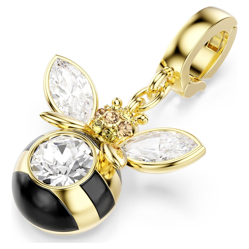 Swarovski Idyllia charm Mixed cuts, Bee, Multicolored, 18K gold finish