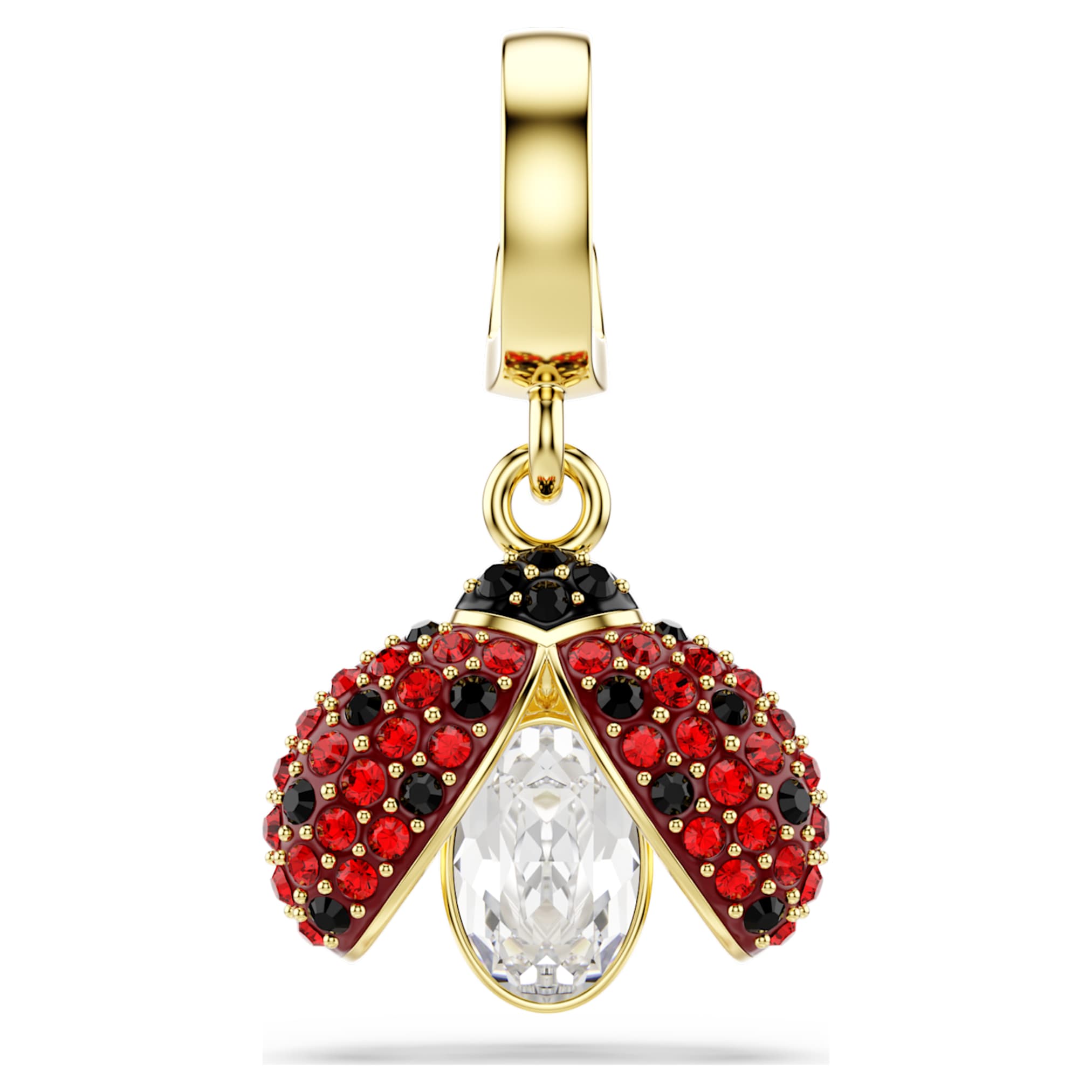 Swarovski Idyllia charm Mixed cuts, Ladybug, Red, 18K gold finish