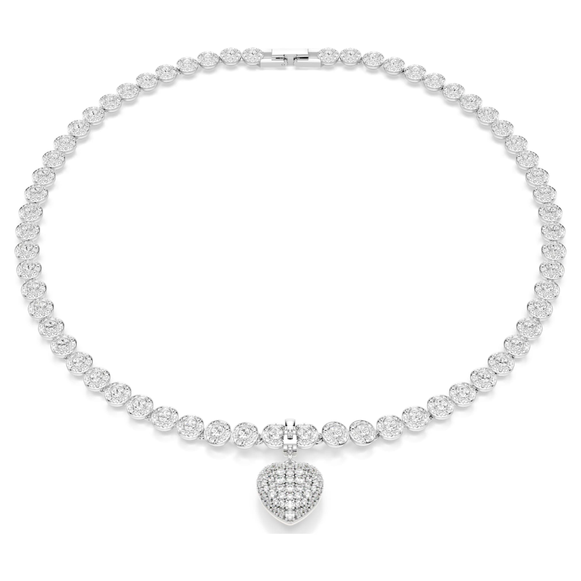 Swarovski Idyllia charm Mixed cuts, Pearl-colored coating, Heart, White, Rhodium plated